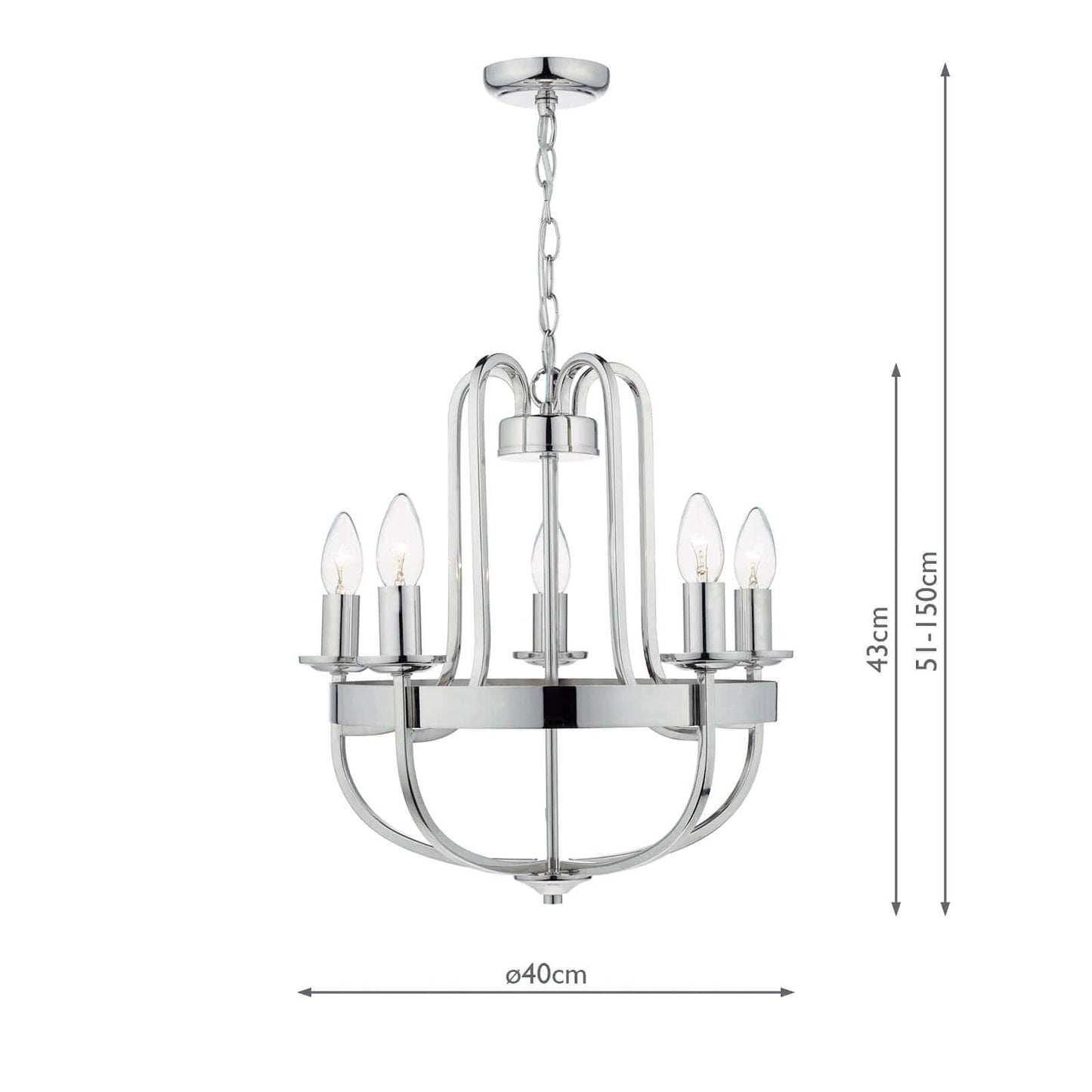 dar lighting Heythrope 5 Light Pendant Polished Nickel HEY0538