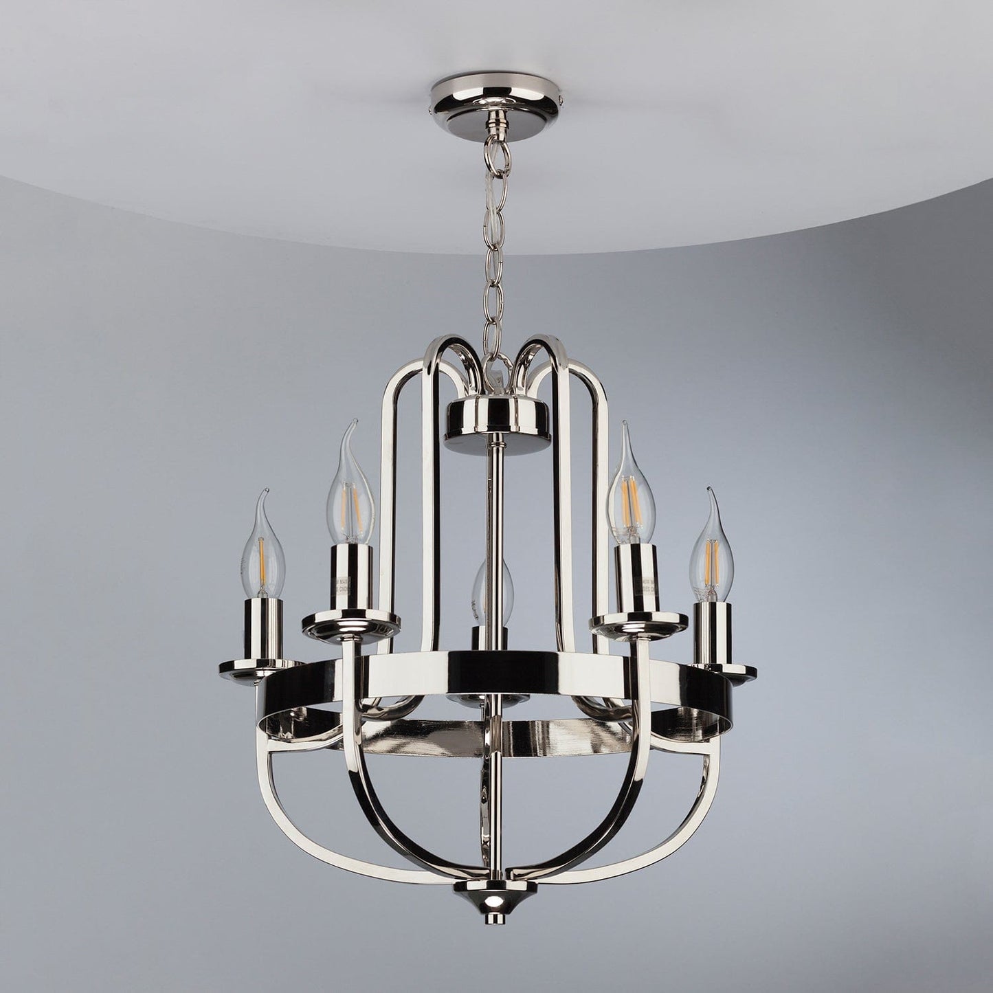 dar lighting Heythrope 5 Light Pendant Polished Nickel HEY0538