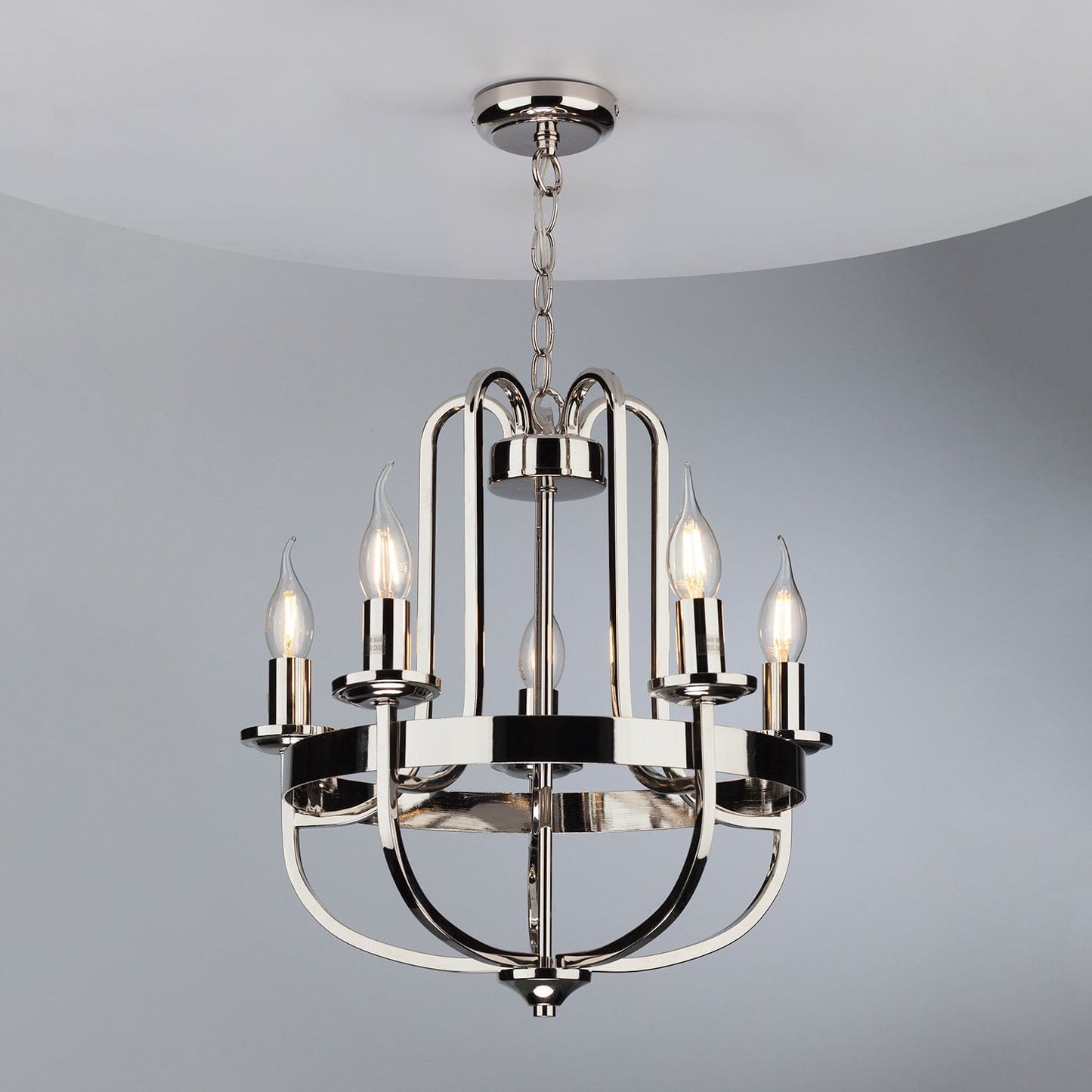 dar lighting Heythrope 5 Light Pendant Polished Nickel HEY0538