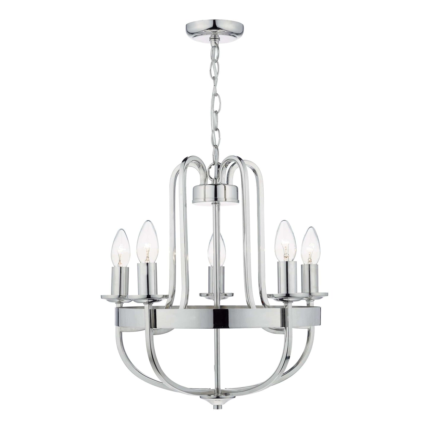 dar lighting Heythrope 5 Light Pendant Polished Nickel HEY0538