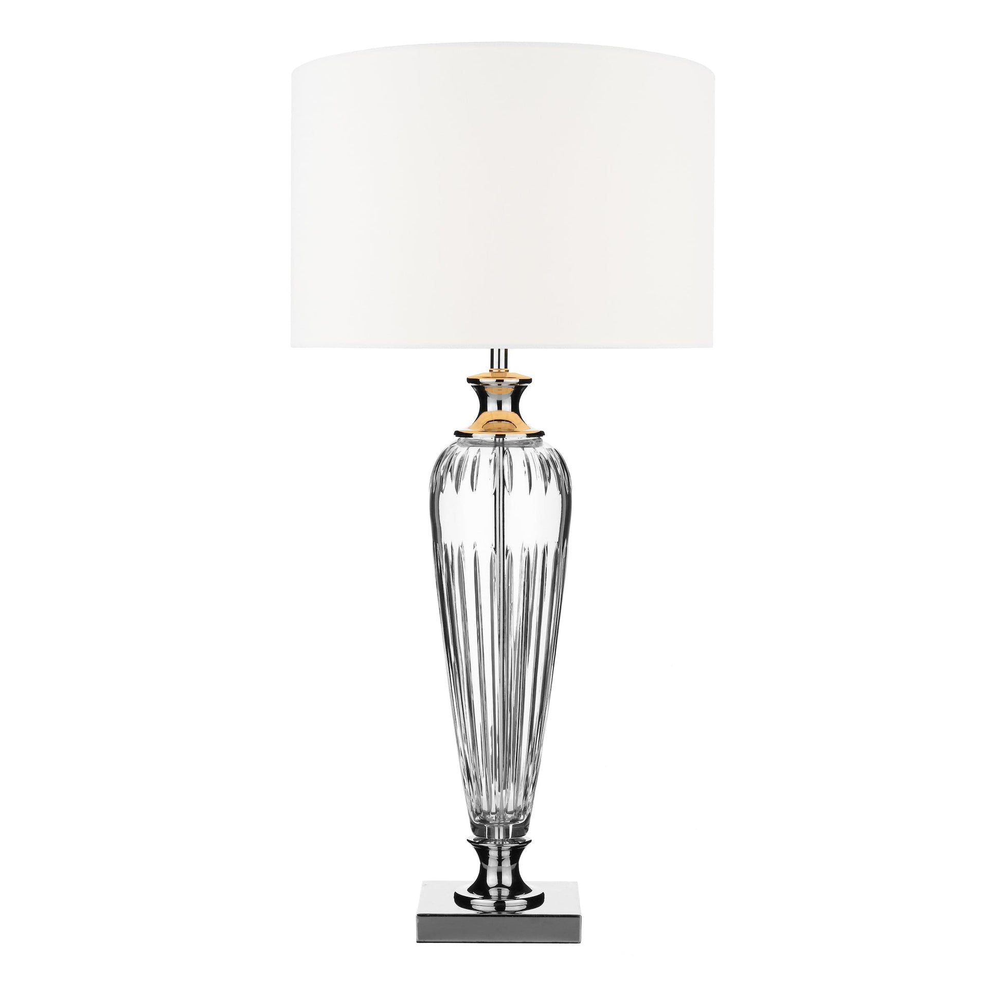 dar lighting Hinton Table Lamp Polished Chrome Crystal With Shade HIN4208