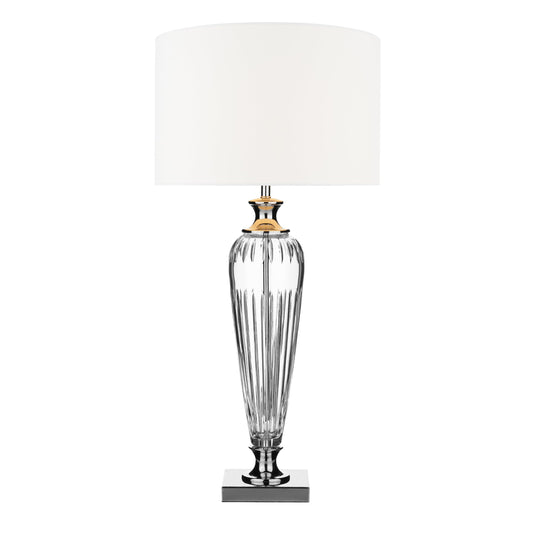 dar lighting Hinton Table Lamp Polished Chrome Crystal With Shade HIN4208