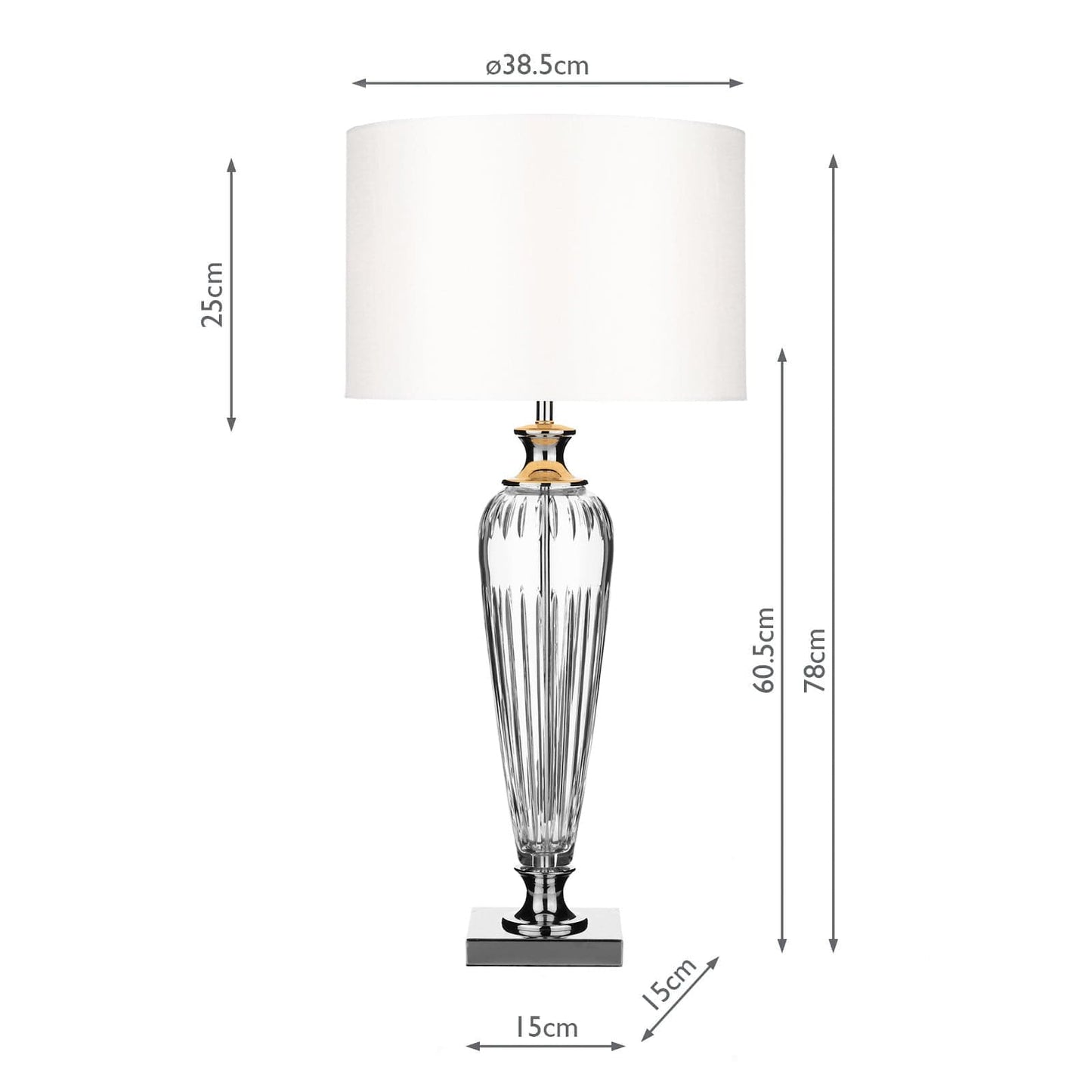 dar lighting Hinton Table Lamp Polished Chrome Crystal With Shade HIN4208