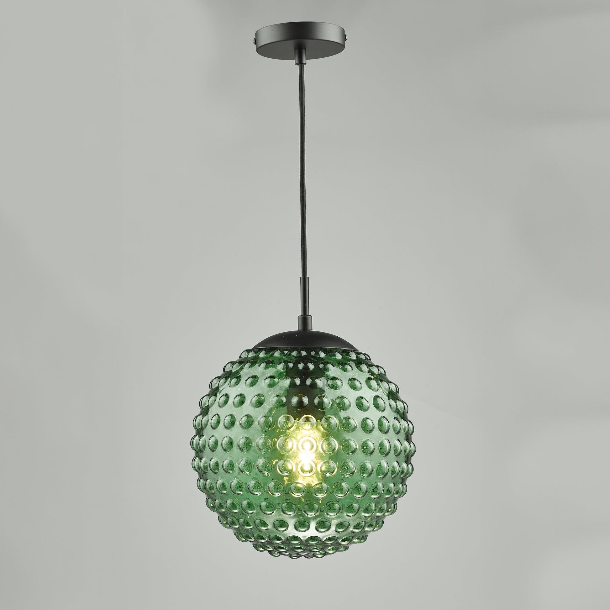 dar lighting Hobnail Easy Fit Shade Green Glass 25cm HOB8824