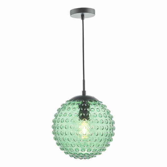 dar lighting Hobnail Easy Fit Shade Green Glass 25cm HOB8824