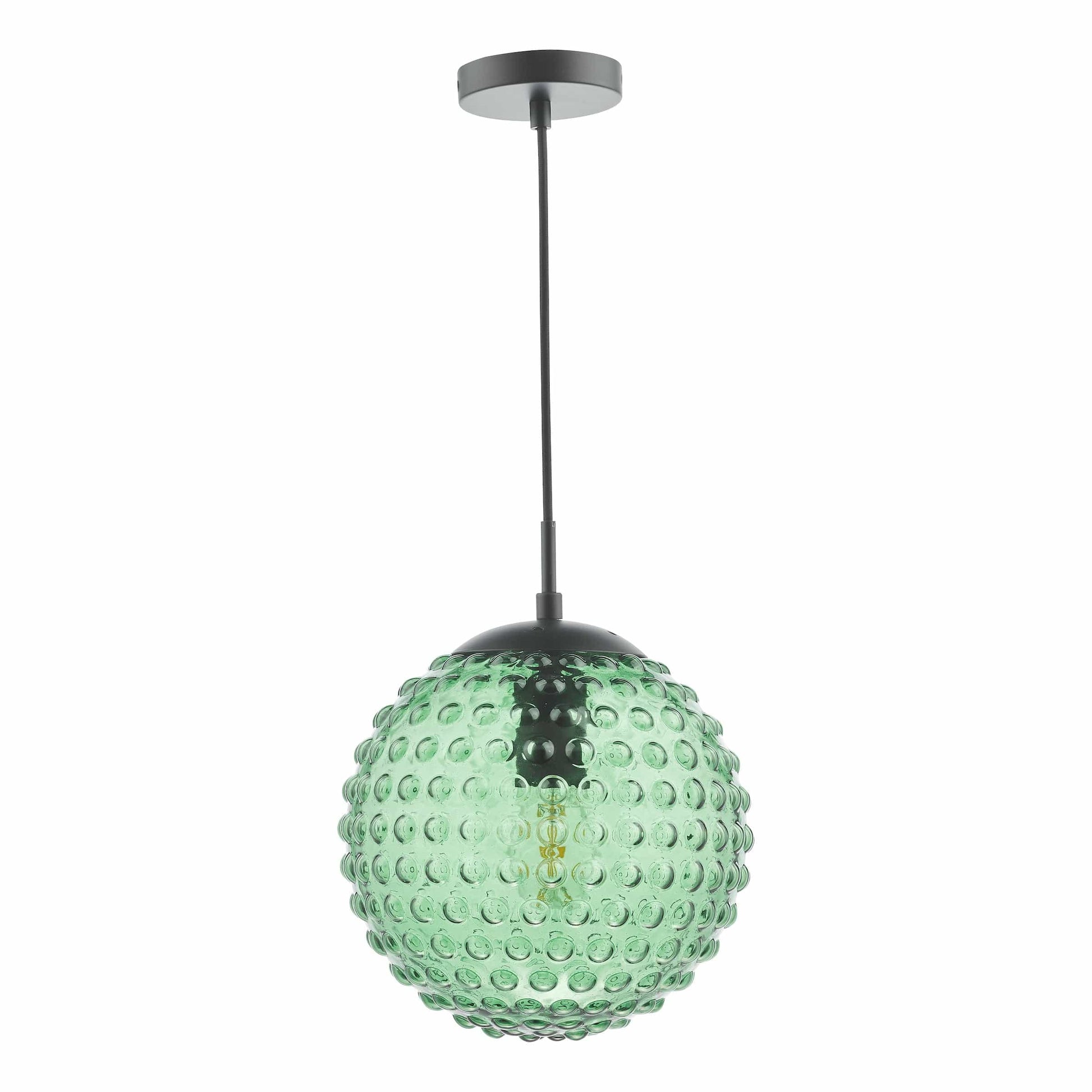 dar lighting Hobnail Easy Fit Shade Green Glass 25cm HOB8824