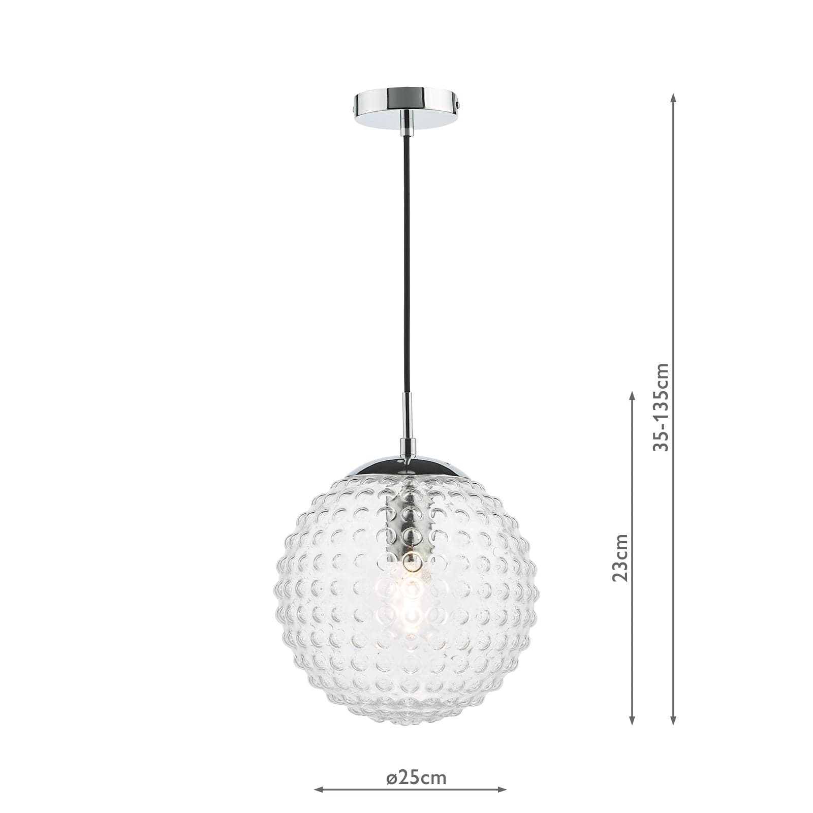 dar lighting Hobnail Pendant Polished Chrome & Clear Glass SP71-HOB8808