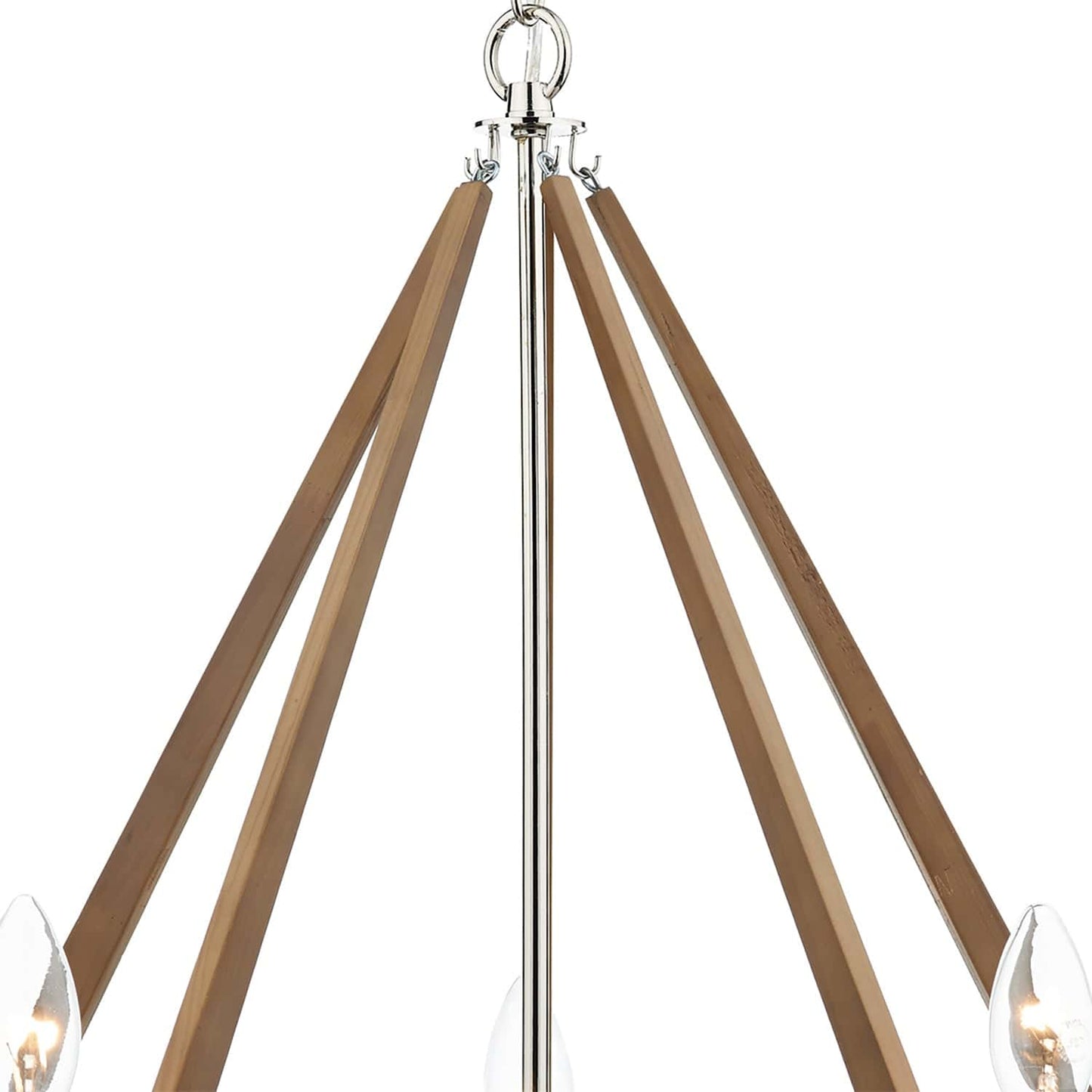 dar lighting Hotel 5 Light Pendant Polished Nickel Wood HOT0538