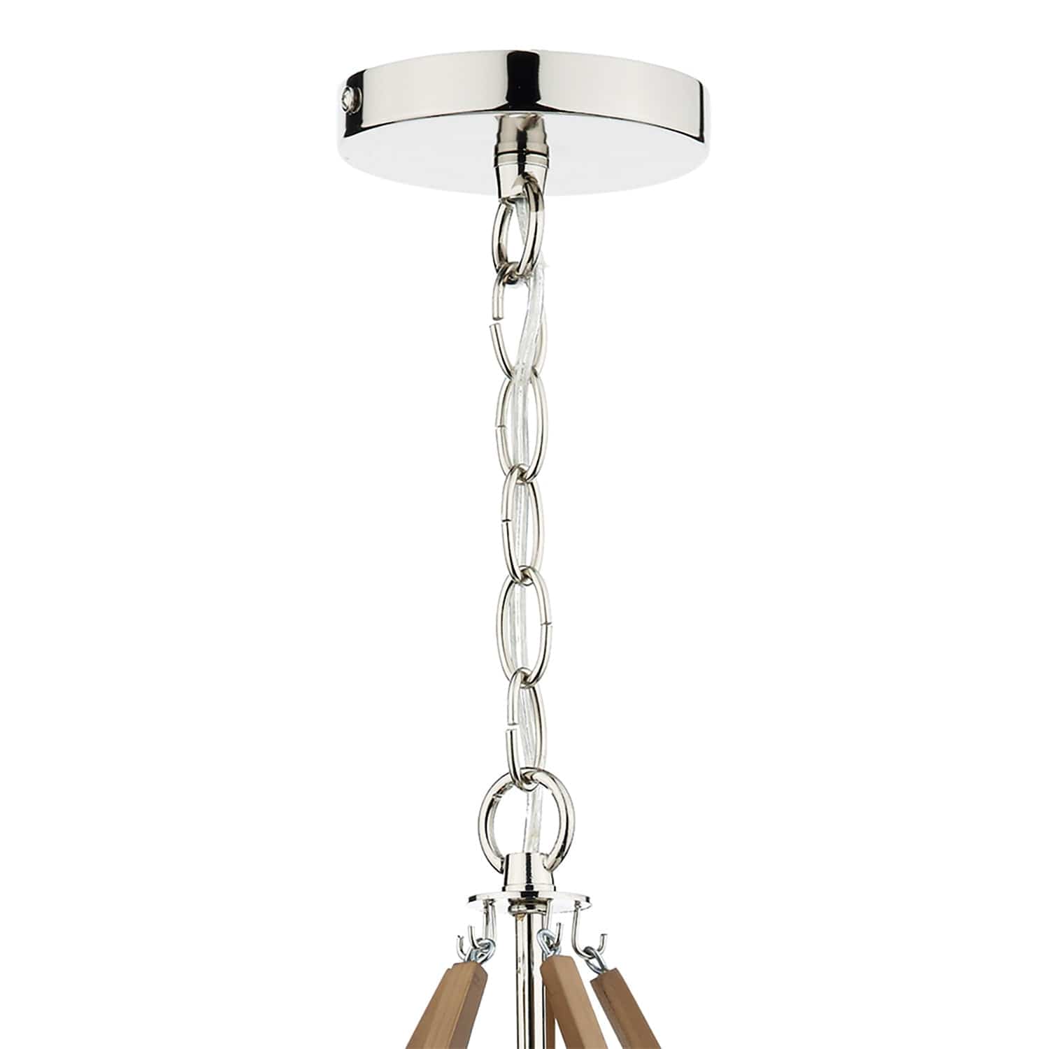 dar lighting Hotel 5 Light Pendant Polished Nickel Wood HOT0538