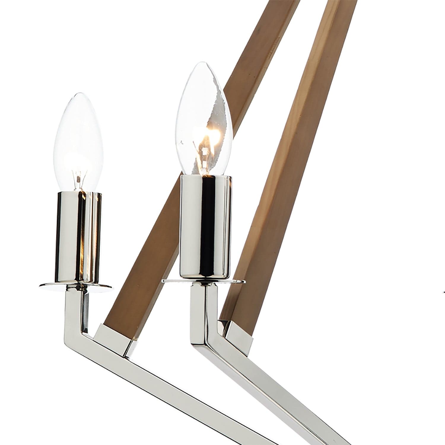 dar lighting Hotel 5 Light Pendant Polished Nickel Wood HOT0538