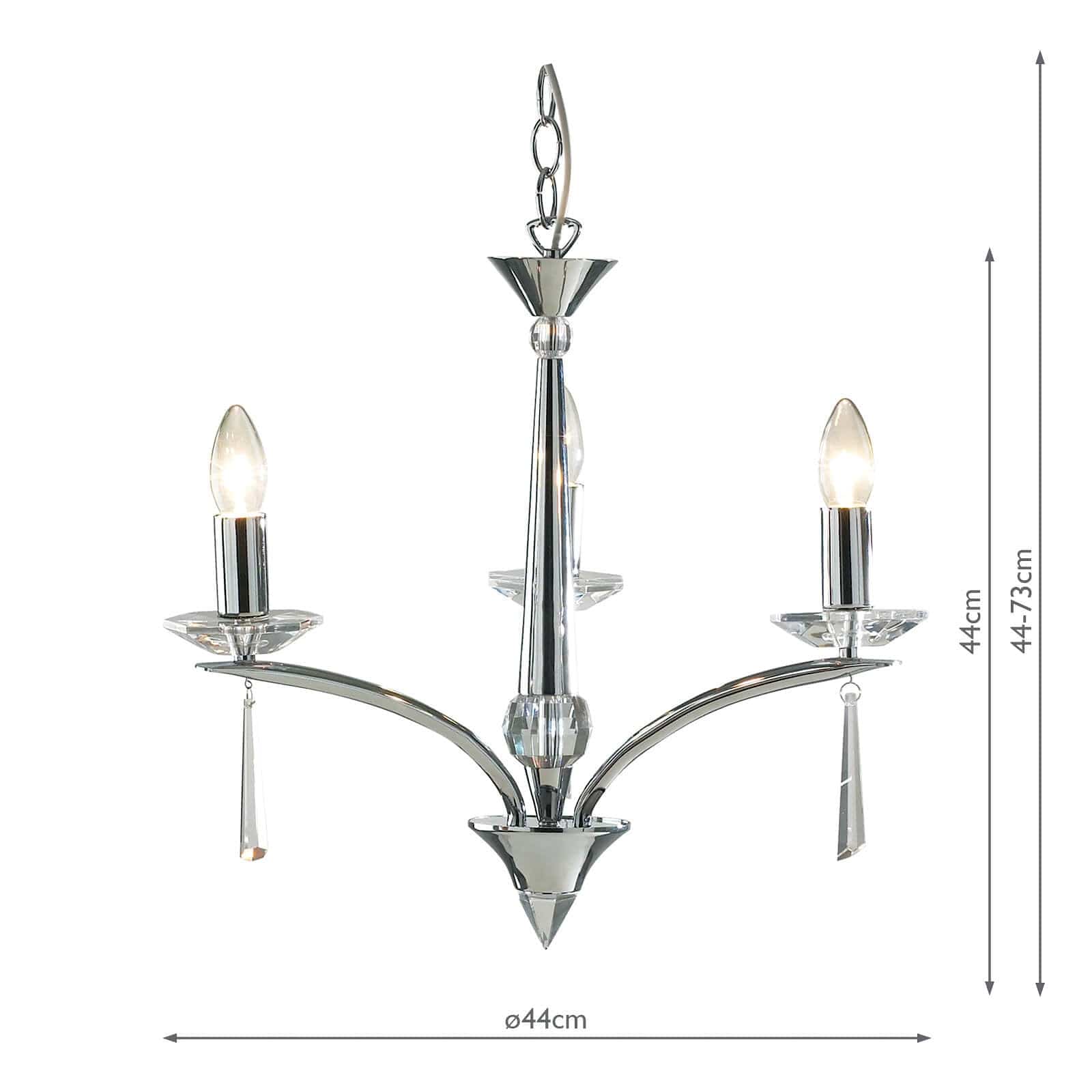 dar lighting Hyperion 3 Light Dual Mount Pendant Polished Chrome Crystal HYP0350