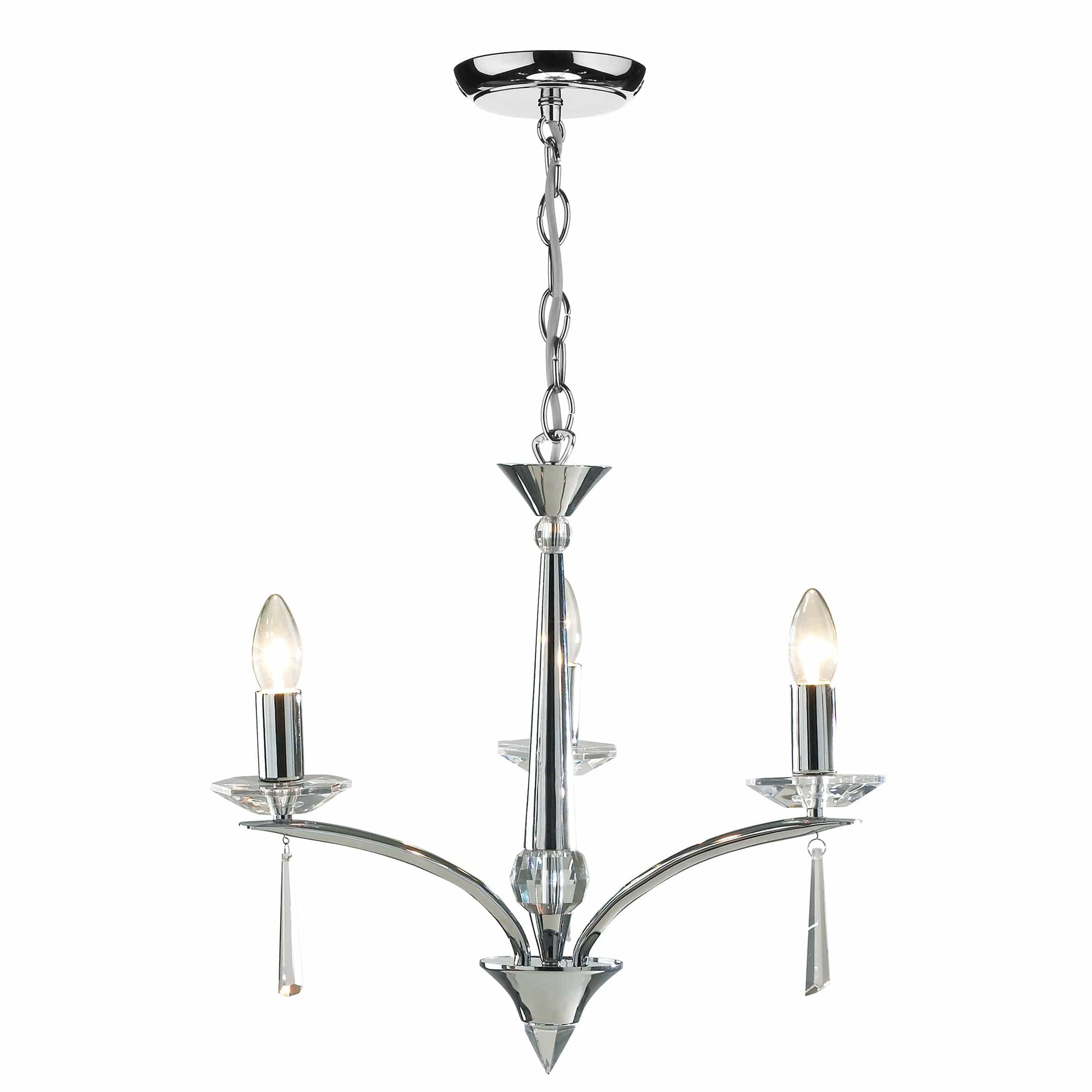 dar lighting Hyperion 3 Light Dual Mount Pendant Polished Chrome Crystal HYP0350