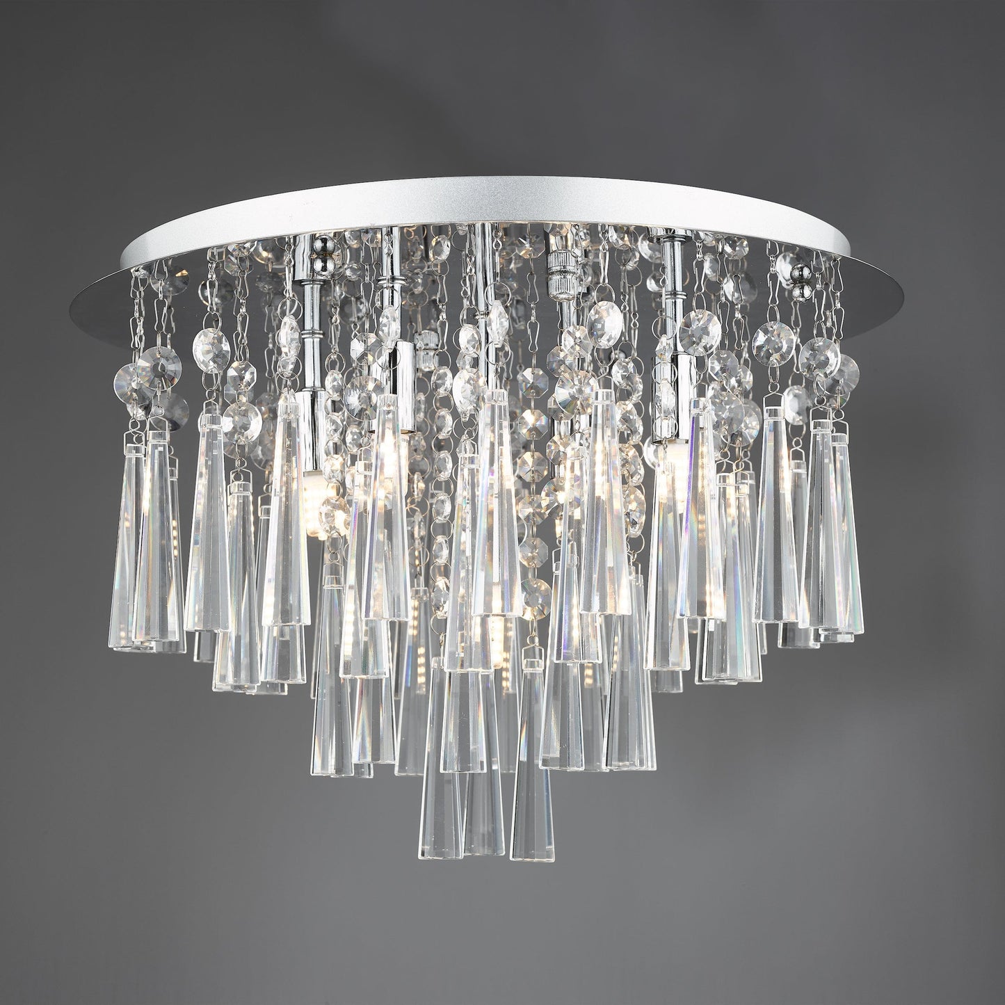 dar lighting Iclyn 5 Light Flush Polished Chrome Crystal ICL5450