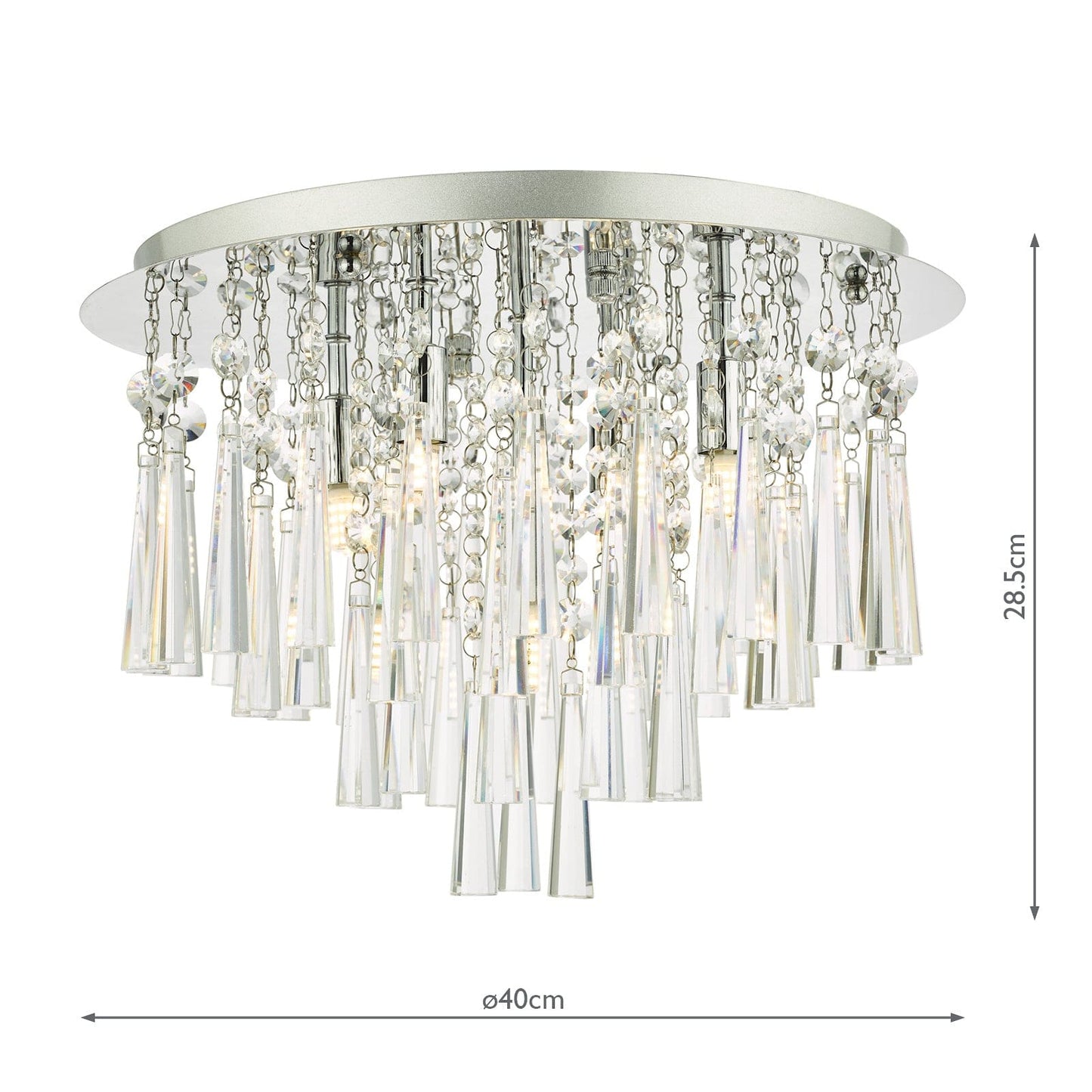 dar lighting Iclyn 5 Light Flush Polished Chrome Crystal ICL5450