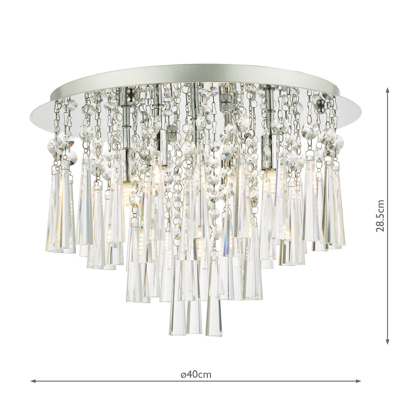 dar lighting Iclyn 5 Light Flush Polished Chrome Crystal ICL5450