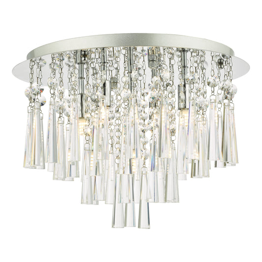 dar lighting Iclyn 5 Light Flush Polished Chrome Crystal ICL5450