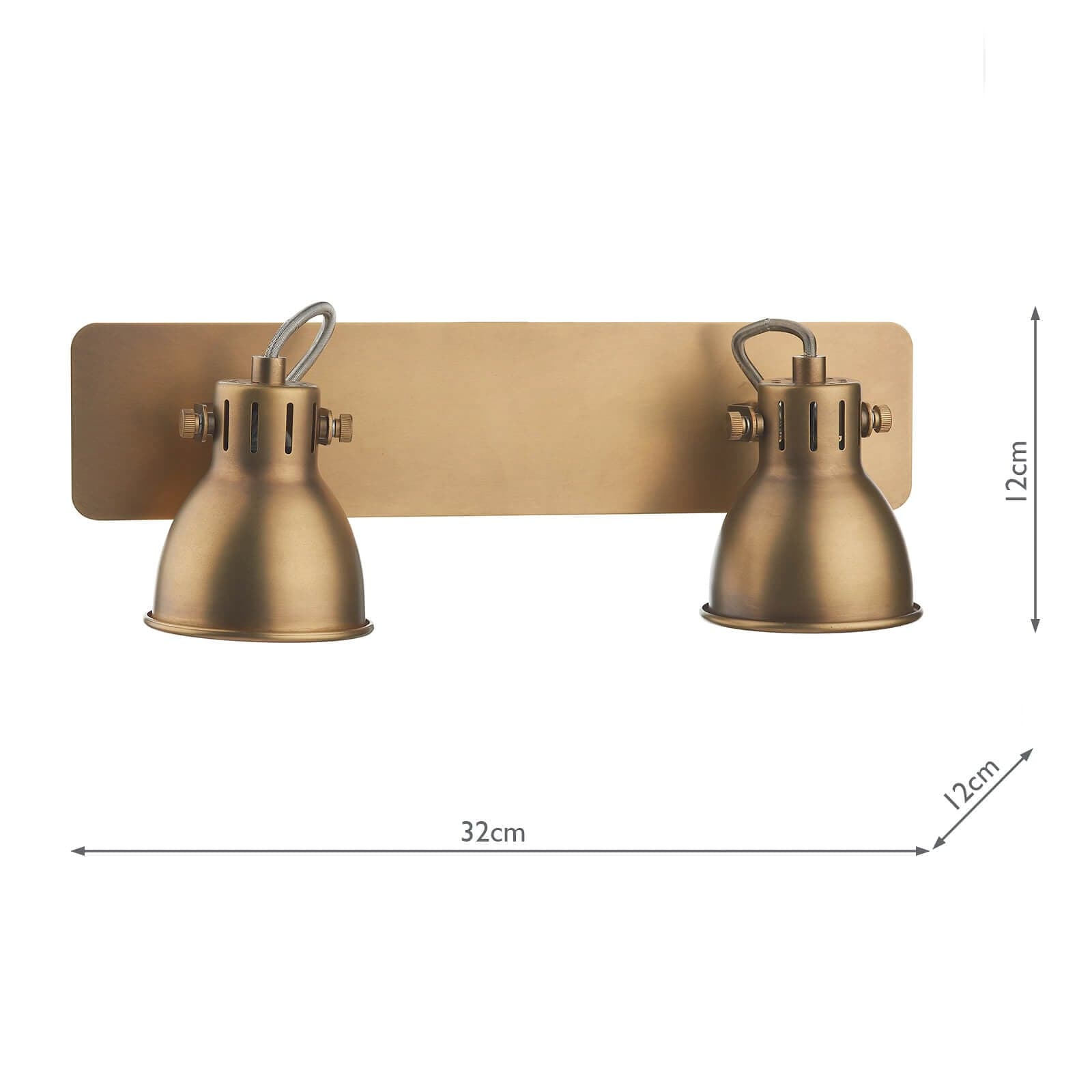 dar lighting Idaho 2 Light Wall Spotlight Natural Brass IDA7775