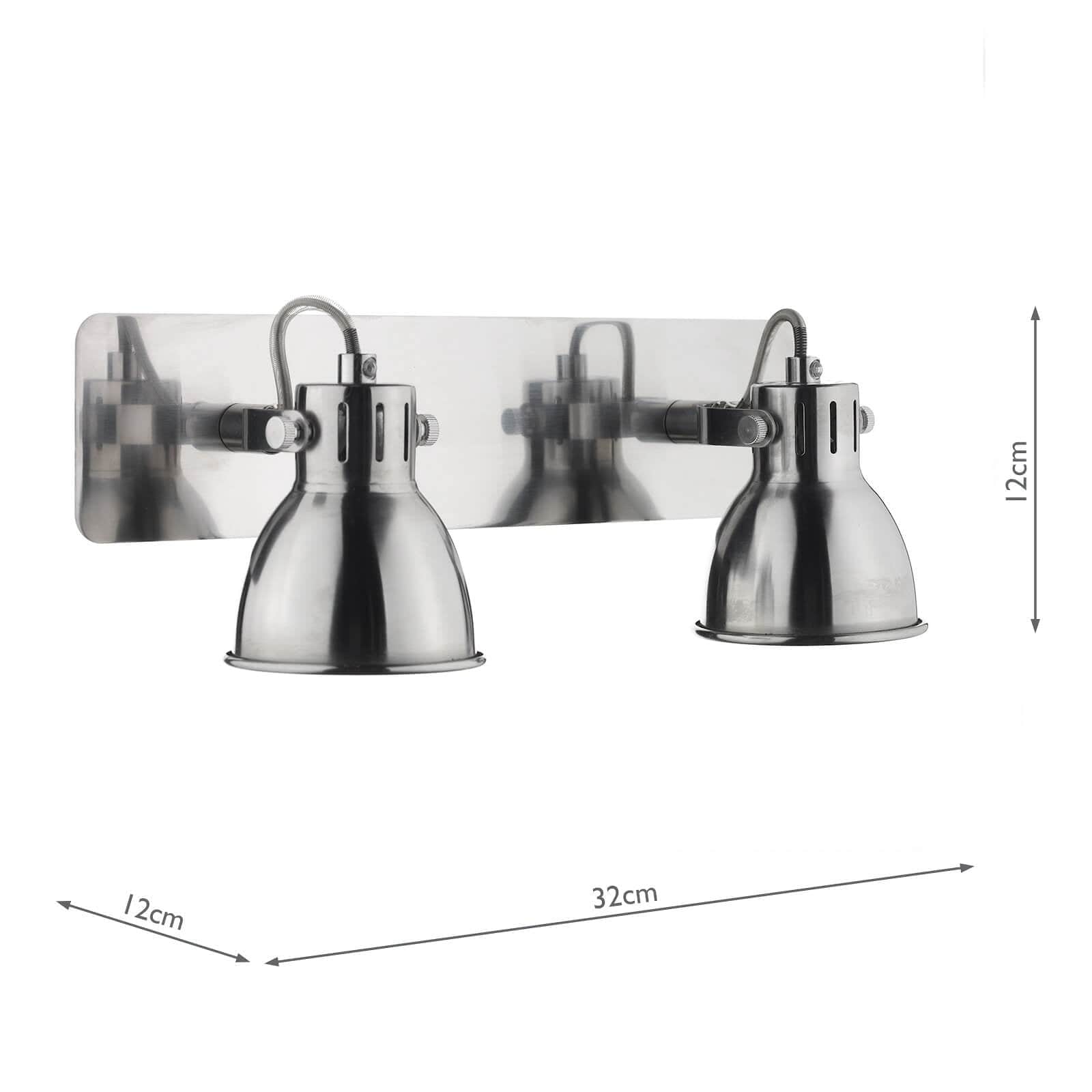 dar lighting Idaho 2 Light Wall Spotlight Natural Chrome IDA7746