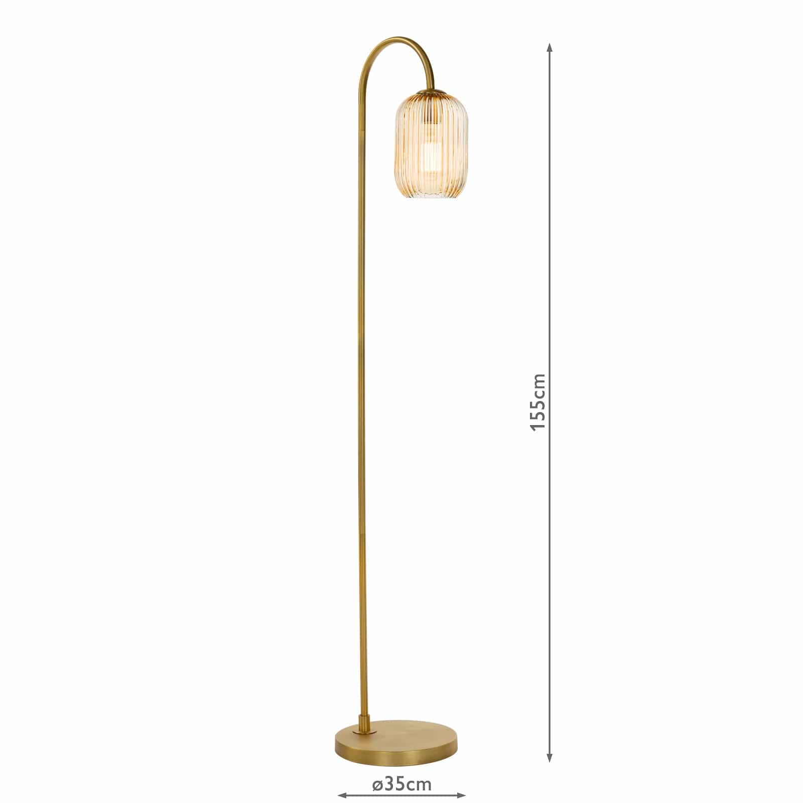 dar lighting Idra Floor Lamp Aged Bronze and Champagne Ribbed Glass IDR4963-SAW6506