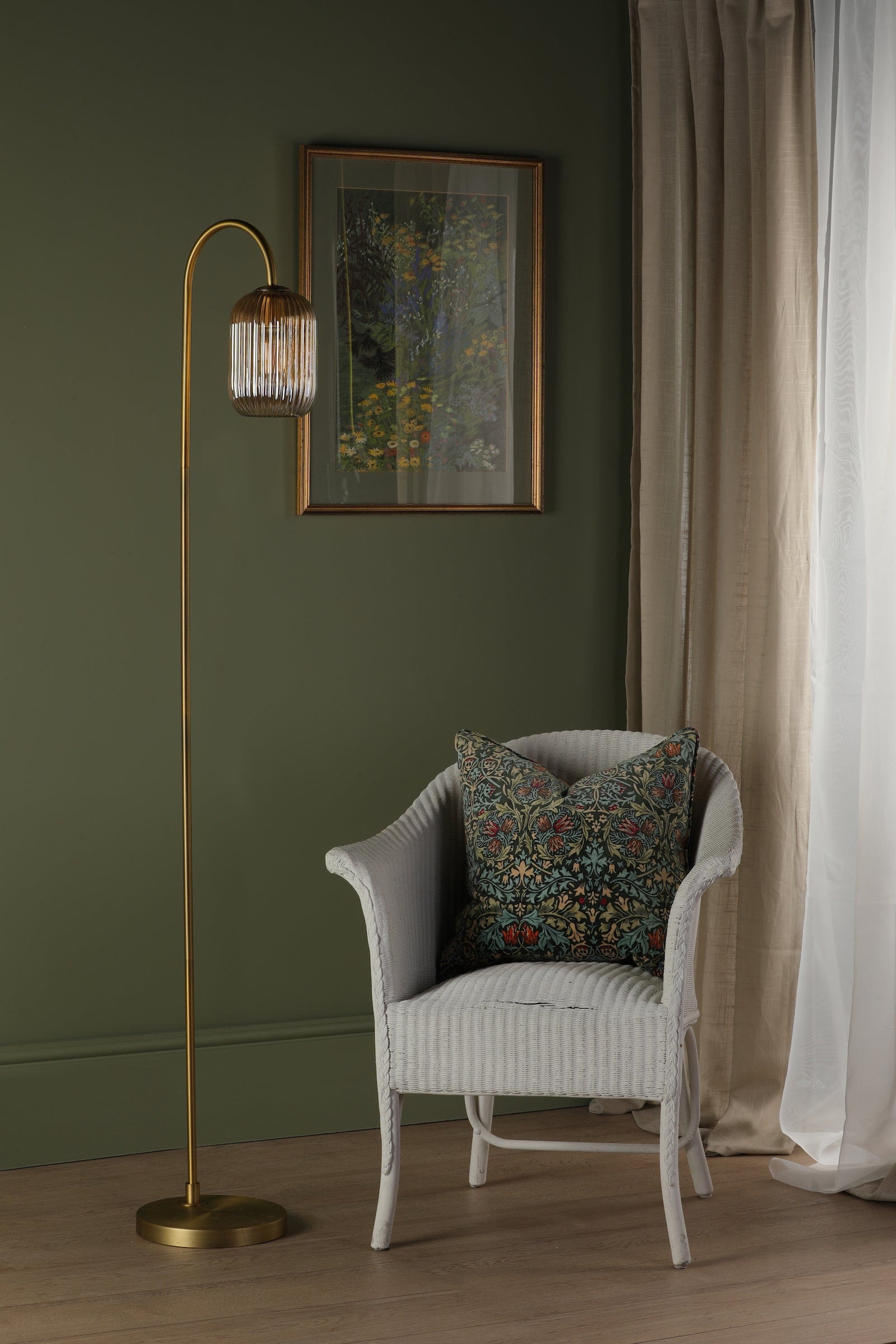 dar lighting Idra Floor Lamp Aged Bronze and Champagne Ribbed Glass IDR4963-SAW6506