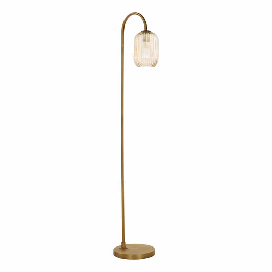 dar lighting Idra Floor Lamp Aged Bronze and Champagne Ribbed Glass IDR4963-SAW6506