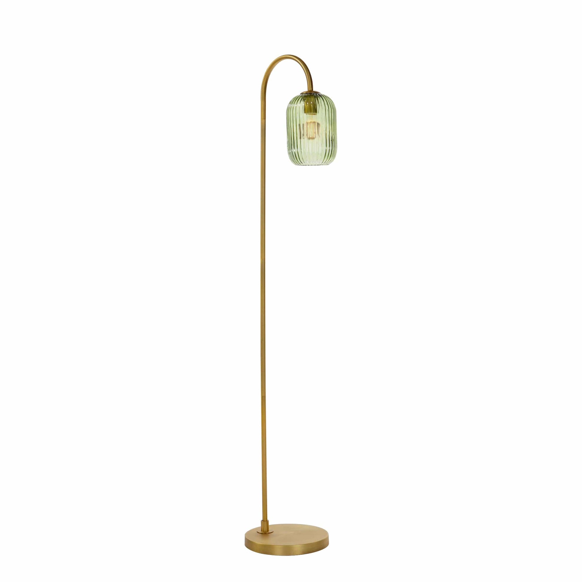 dar lighting Idra Floor Lamp Aged Bronze and Green Ribbed Glass IDR4963-SAW6524