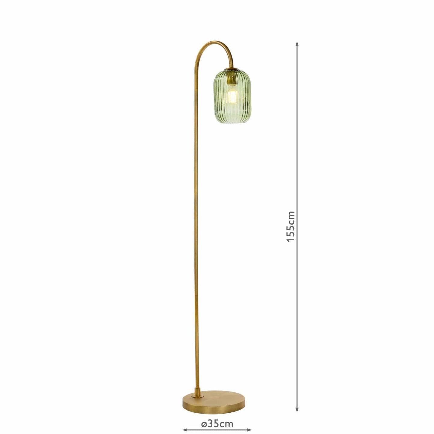 dar lighting Idra Floor Lamp Aged Bronze and Green Ribbed Glass IDR4963-SAW6524