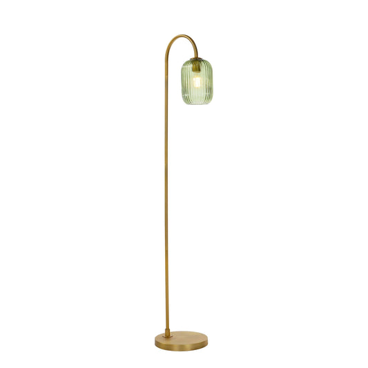 dar lighting Idra Floor Lamp Aged Bronze and Green Ribbed Glass IDR4963-SAW6524