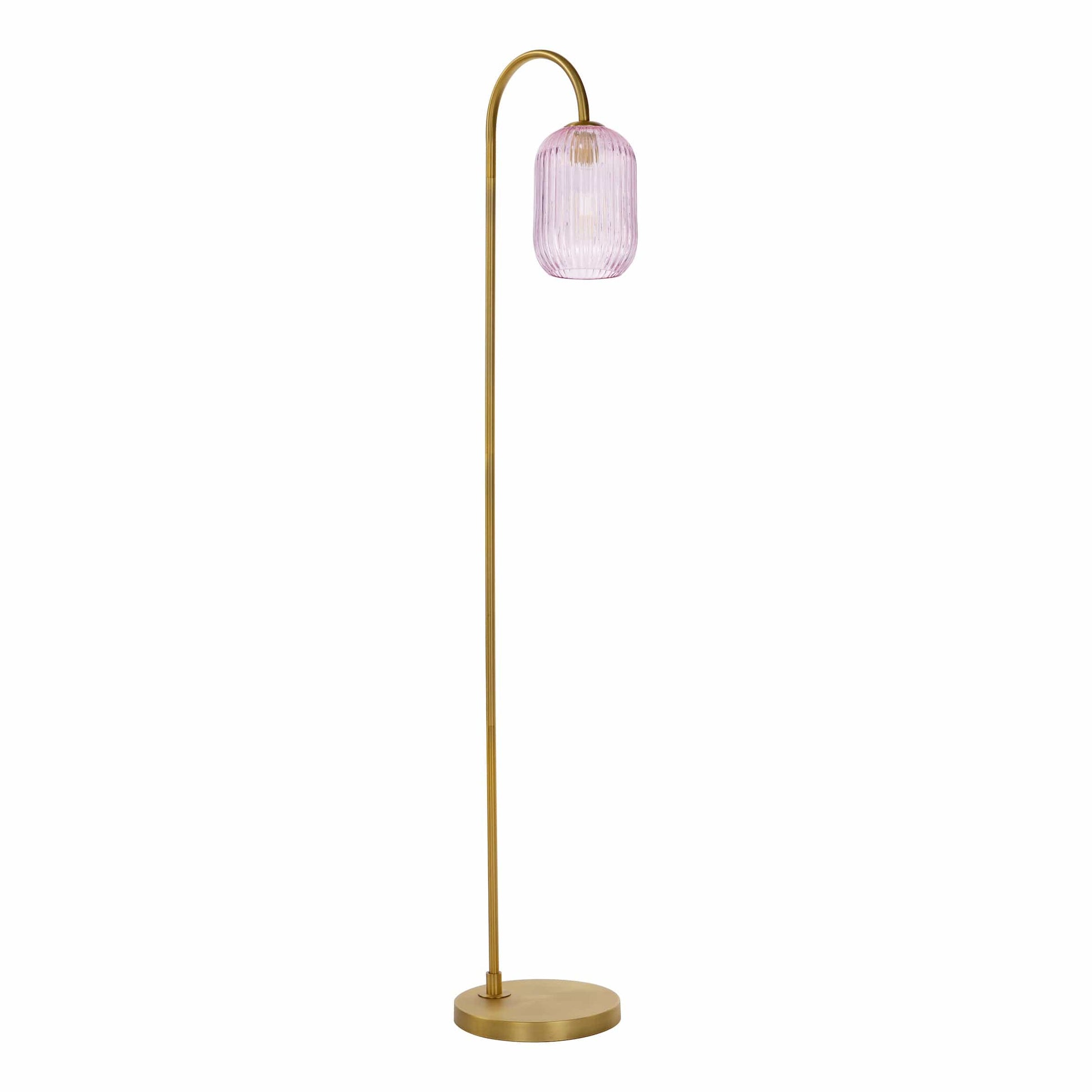 dar lighting Idra Floor Lamp Aged Bronze and Pink Ribbed Glass IDR4963-SAW6503