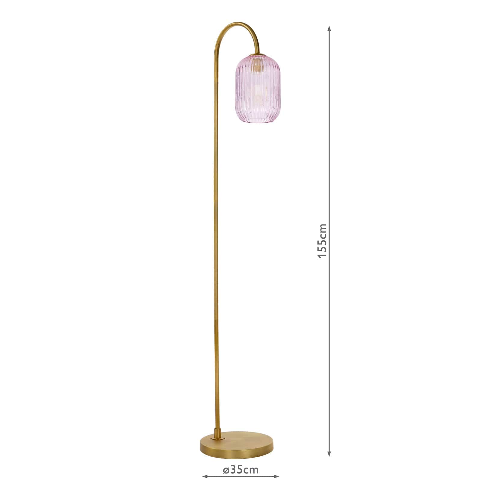 dar lighting Idra Floor Lamp Aged Bronze and Pink Ribbed Glass IDR4963-SAW6503