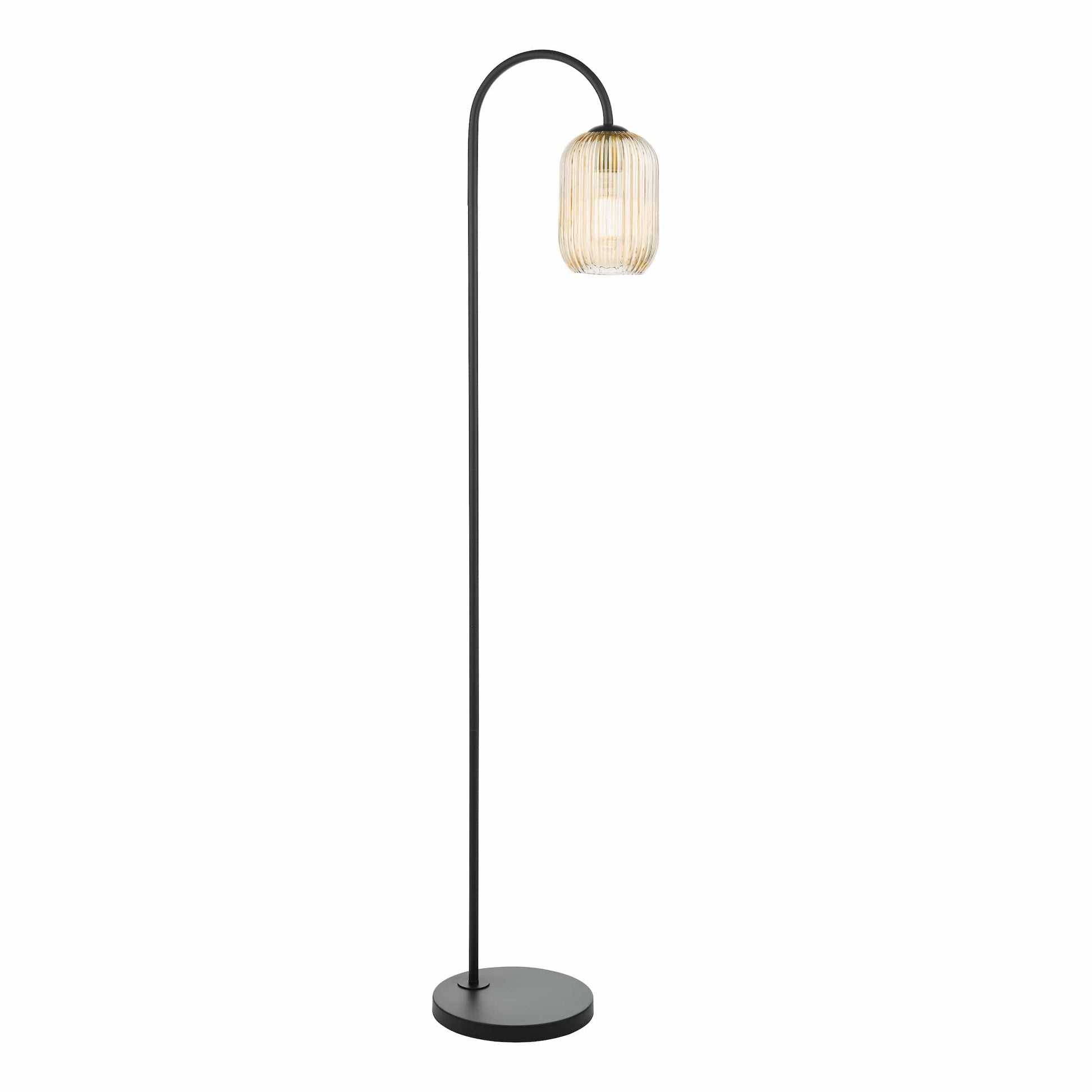 dar lighting Idra Floor Lamp Matt Black and Champagne Ribbed Glass IDR4922-SAW6506