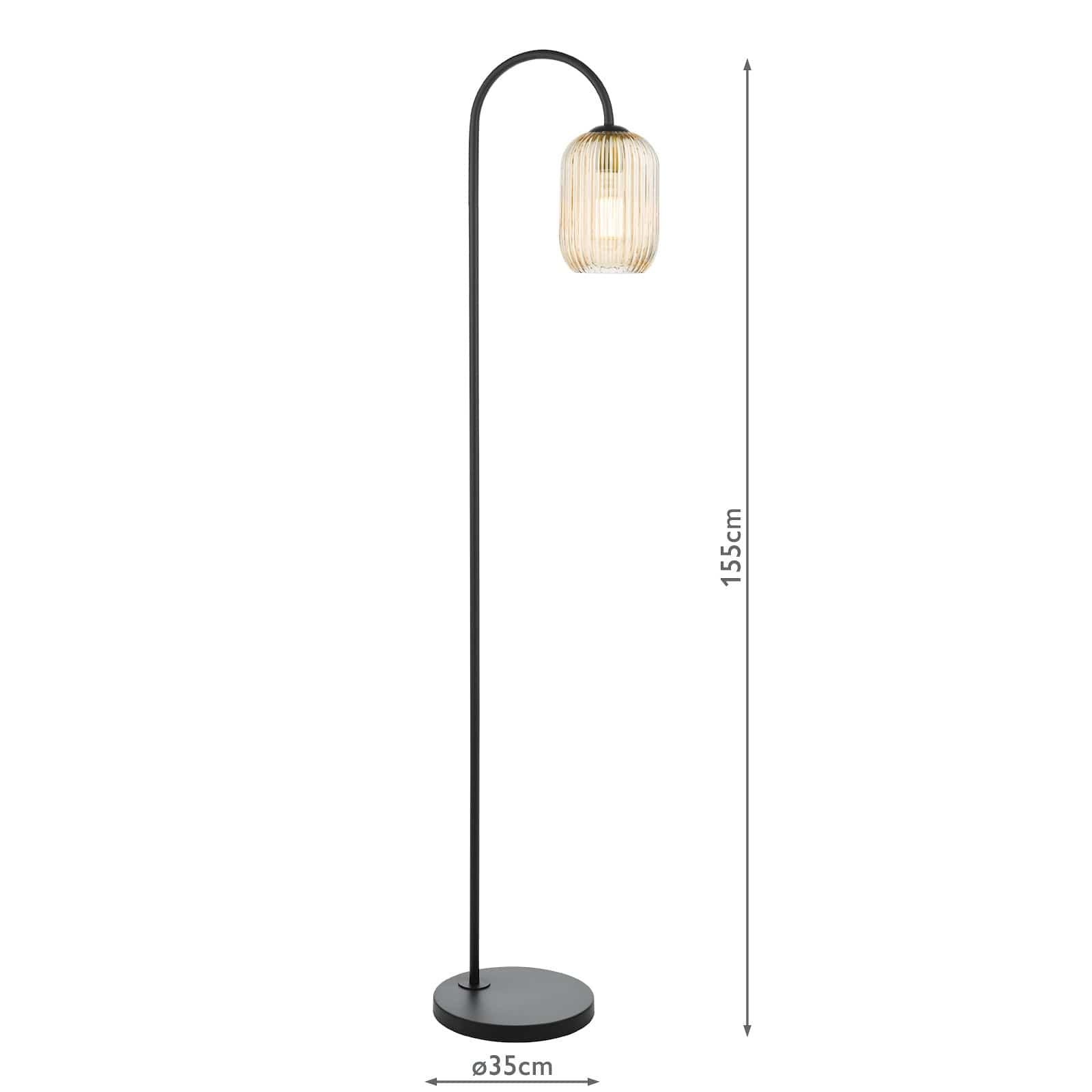 dar lighting Idra Floor Lamp Matt Black and Champagne Ribbed Glass IDR4922-SAW6506