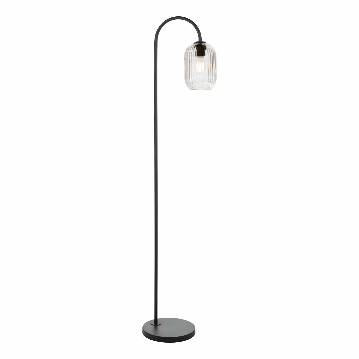 dar lighting Idra Floor Lamp Matt Black and Ribbed Glass IDR4922-SAW6508