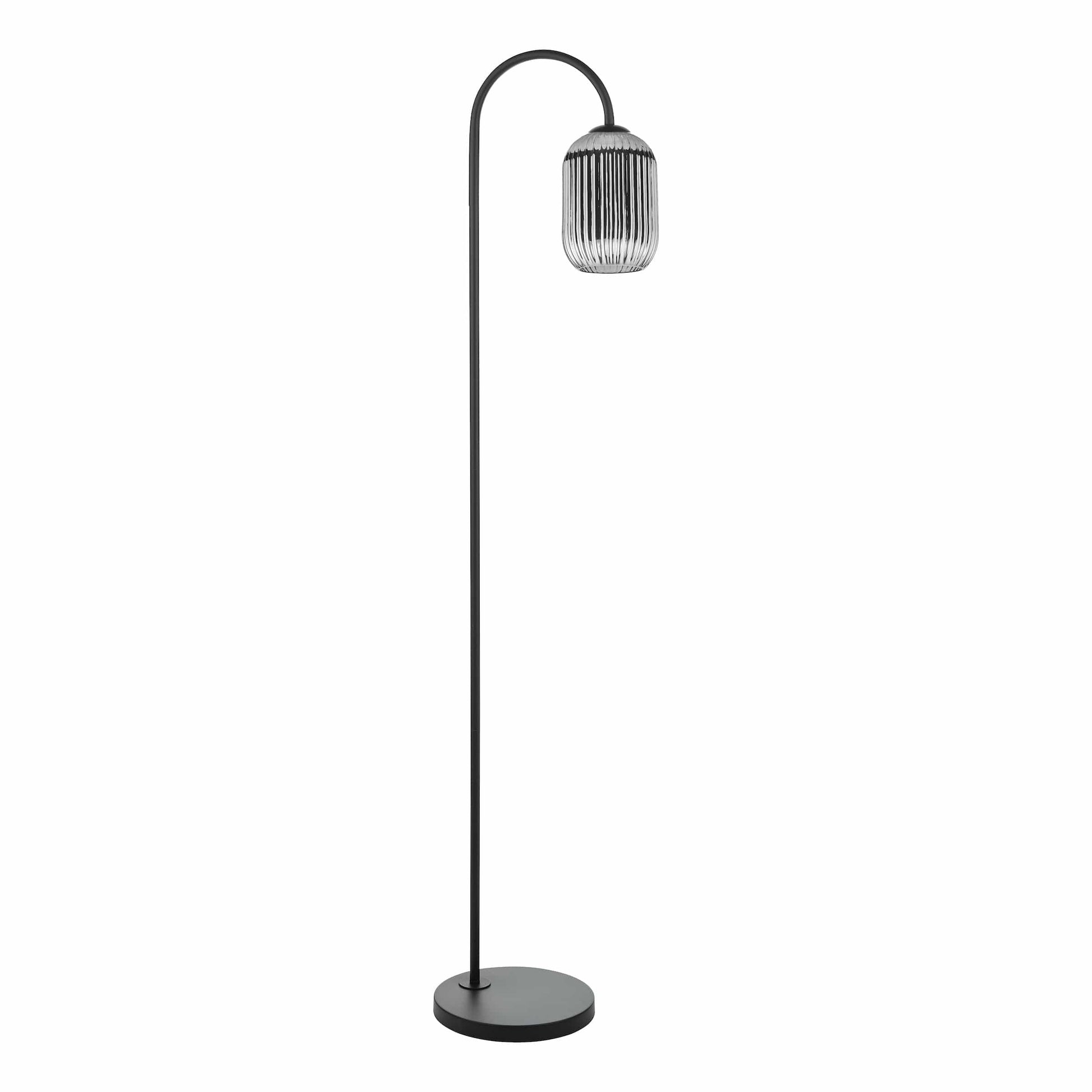 dar lighting Idra Floor Lamp Matt Black and Smoked Ribbed Glass IDR4922-SAW6510