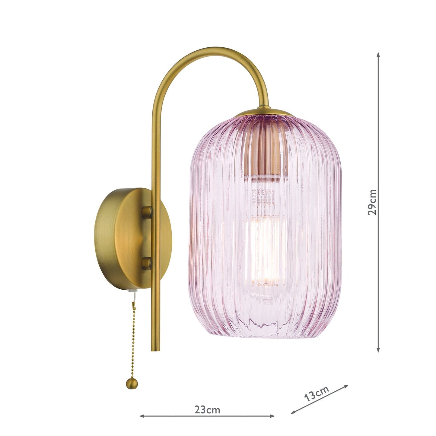 dar lighting Idra Wall Light Aged Bronze and Pink Ribbed Glass IDR0763-SAW6503