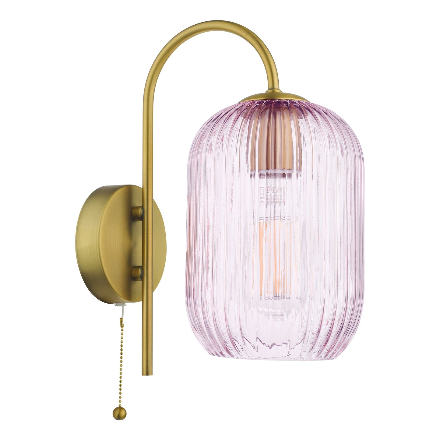 dar lighting Idra Wall Light Aged Bronze and Pink Ribbed Glass IDR0763-SAW6503