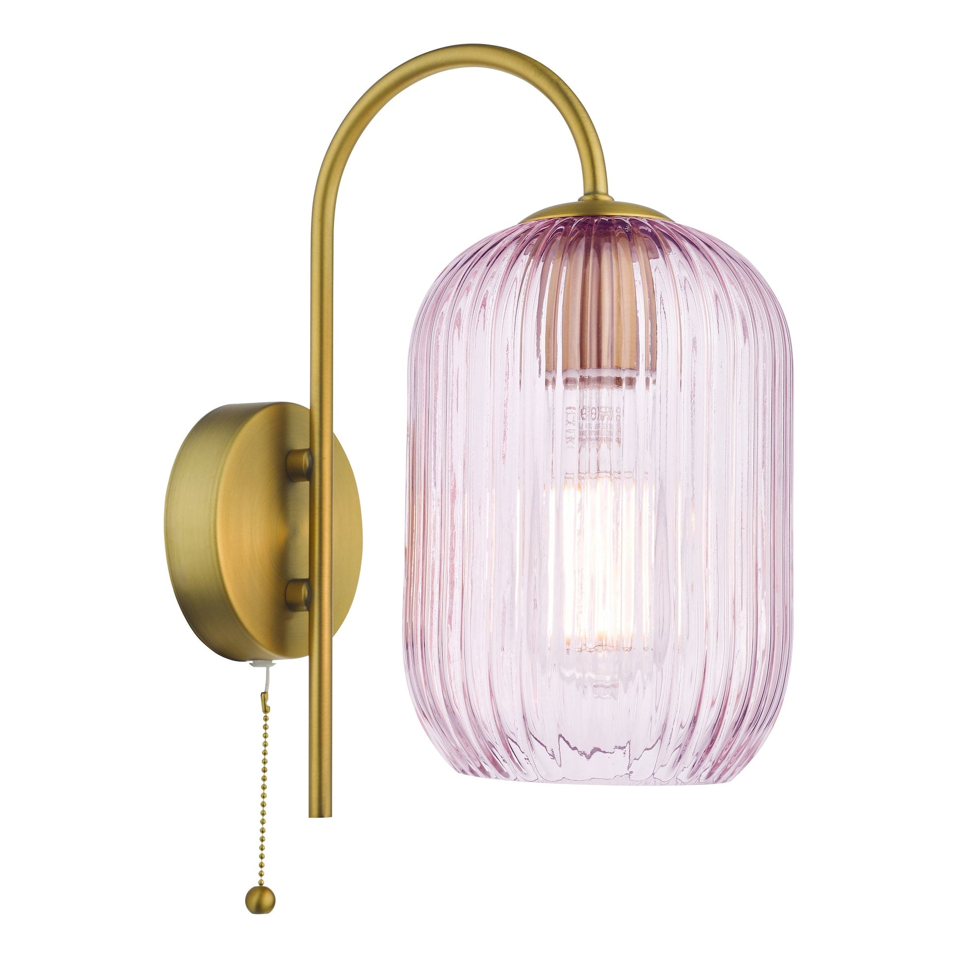 dar lighting Idra Wall Light Aged Bronze and Pink Ribbed Glass IDR0763-SAW6503