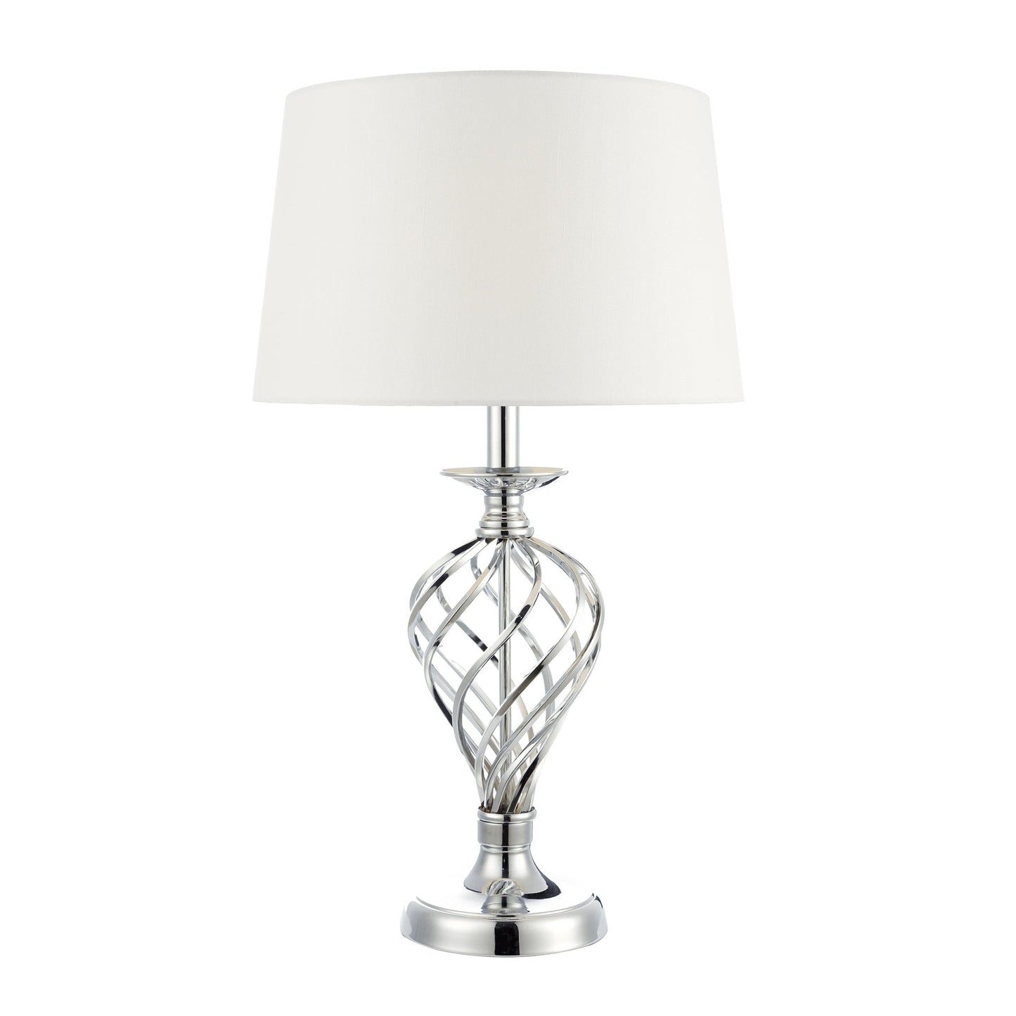 dar lighting Iffley Touch Table Lamp Polished Chrome Twist Cage Base With Shade - Large IFF4350