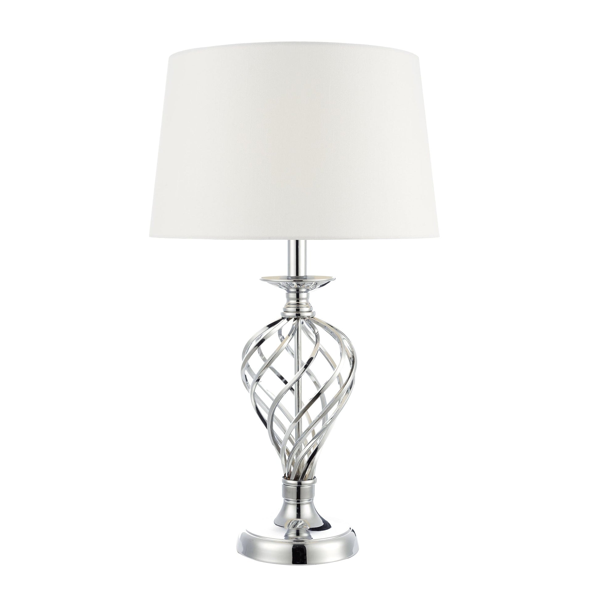 dar lighting Iffley Touch Table Lamp Polished Chrome Twist Cage Base With Shade - Large IFF4350