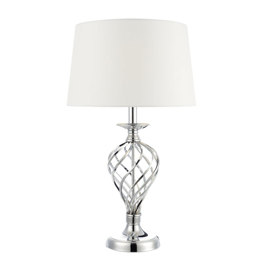 dar lighting Iffley Touch Table Lamp Polished Chrome Twist Cage Base With Shade - Large IFF4350