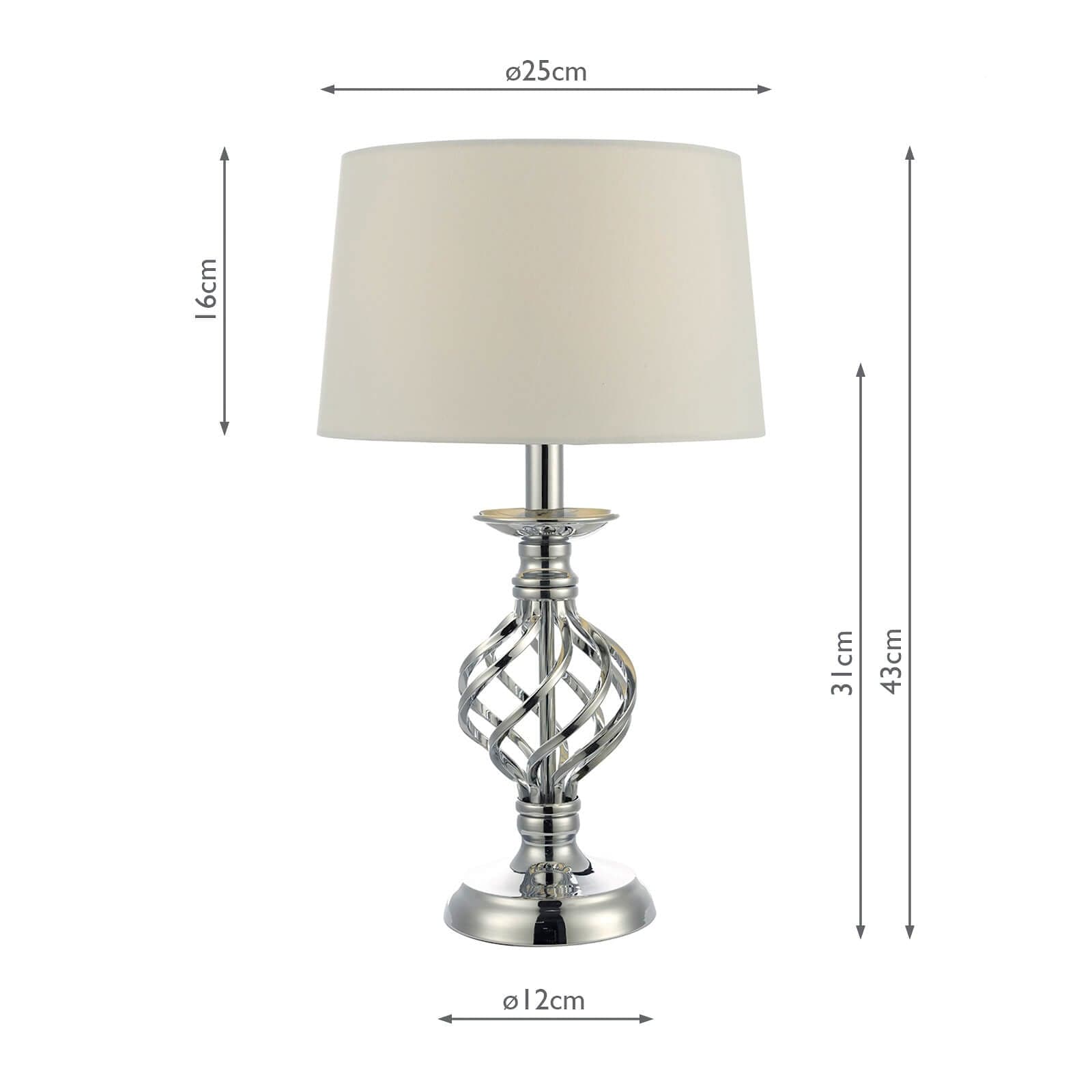 dar lighting Iffley Touch Table Lamp Polished Chrome Twist Cage Base With Shade - Small IFF4150