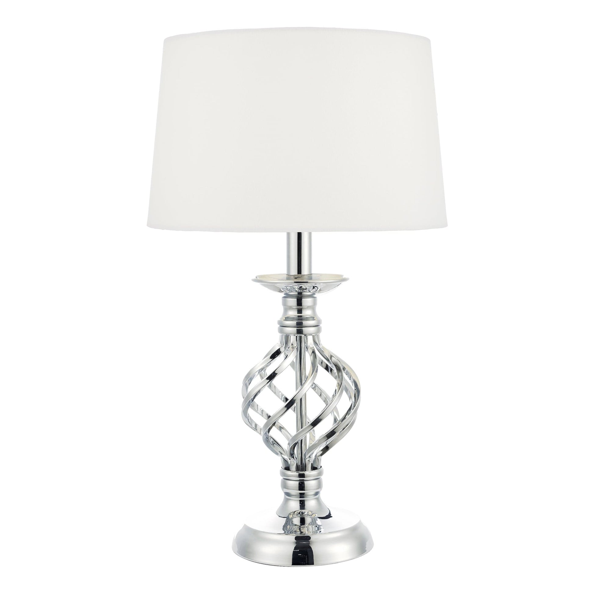 dar lighting Iffley Touch Table Lamp Polished Chrome Twist Cage Base With Shade - Small IFF4150