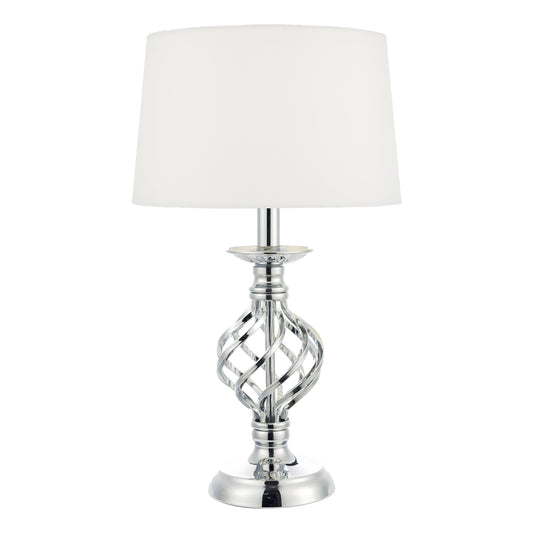 dar lighting Iffley Touch Table Lamp Polished Chrome Twist Cage Base With Shade - Small IFF4150