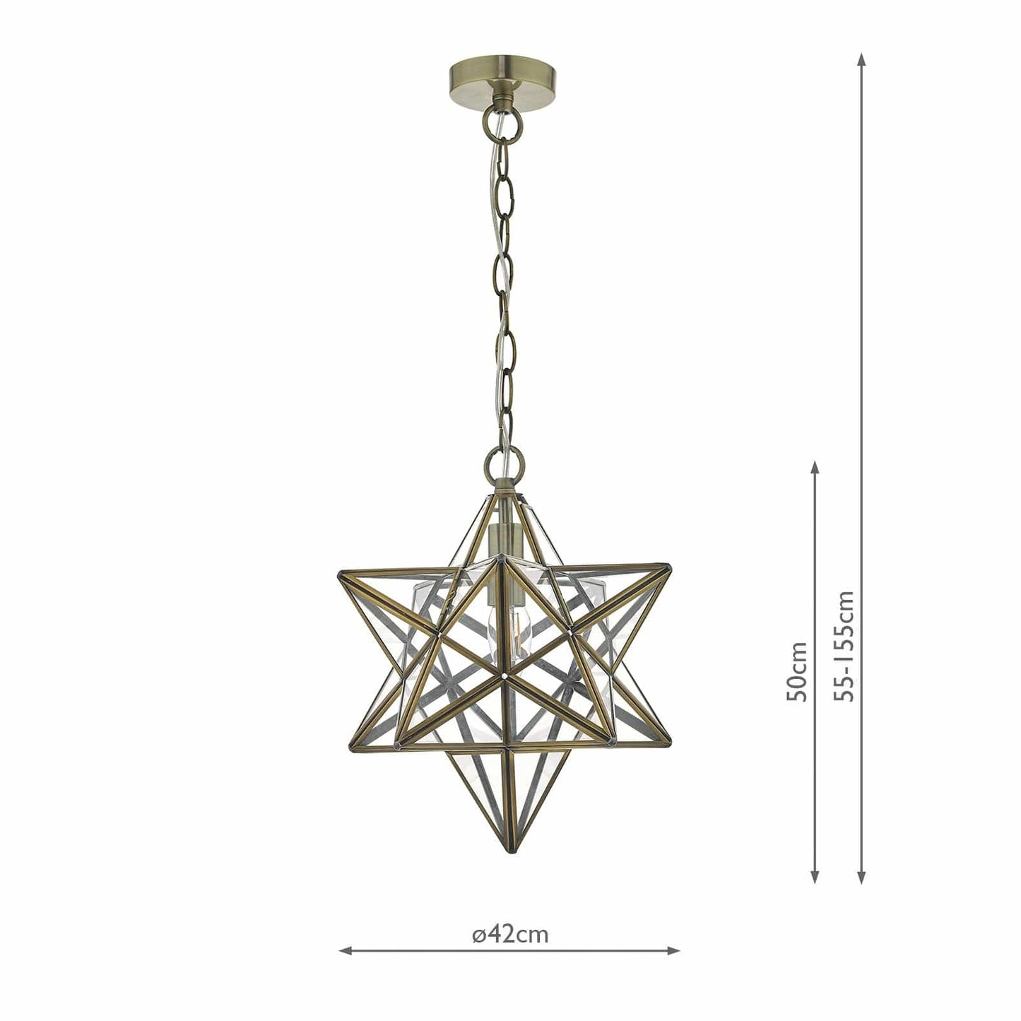 dar lighting Ilario Large Star Pendant Antique Brass & Glass ILA8675