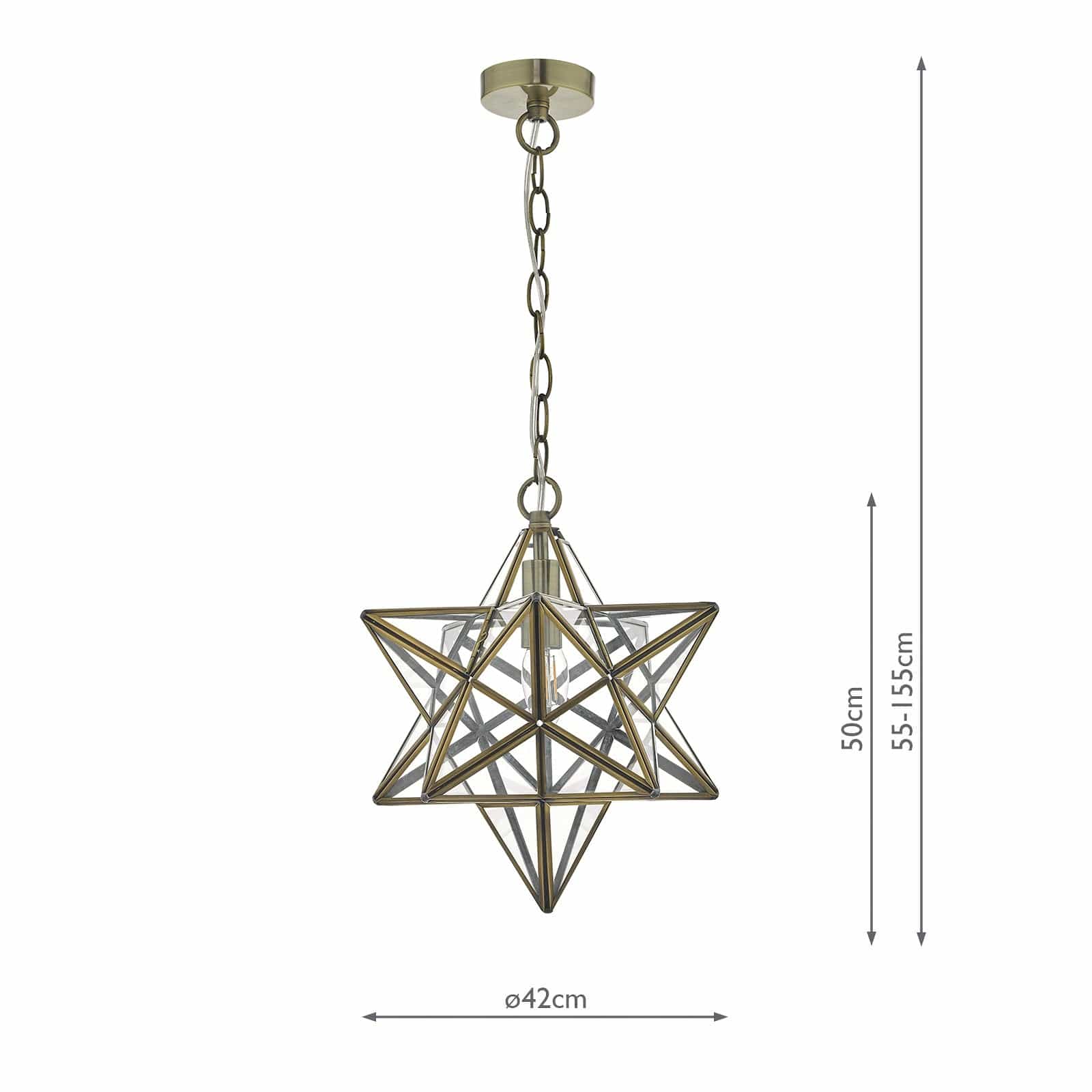 dar lighting Ilario Large Star Pendant Antique Brass & Glass ILA8675