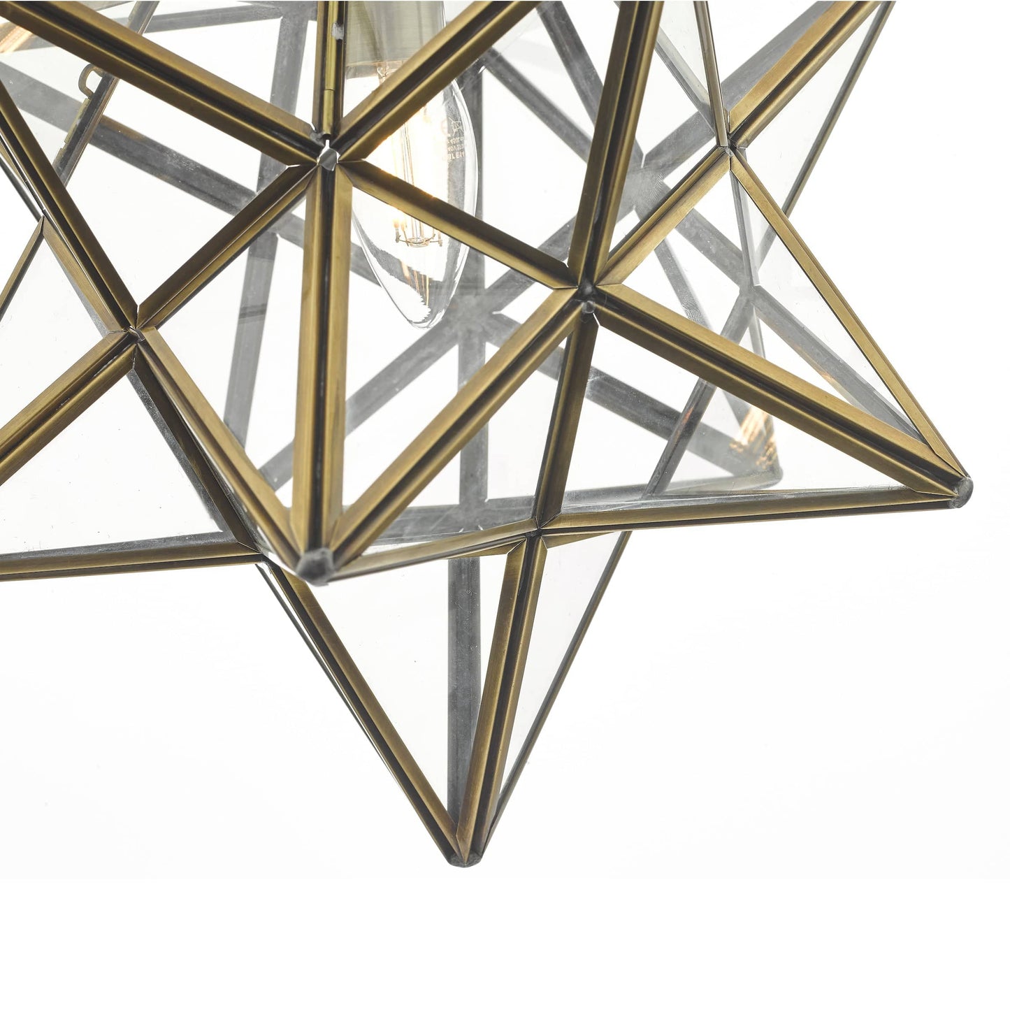 dar lighting Ilario Large Star Pendant Antique Brass & Glass ILA8675