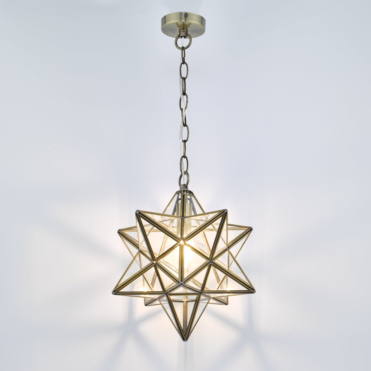 dar lighting Ilario Large Star Pendant Antique Brass & Glass ILA8675