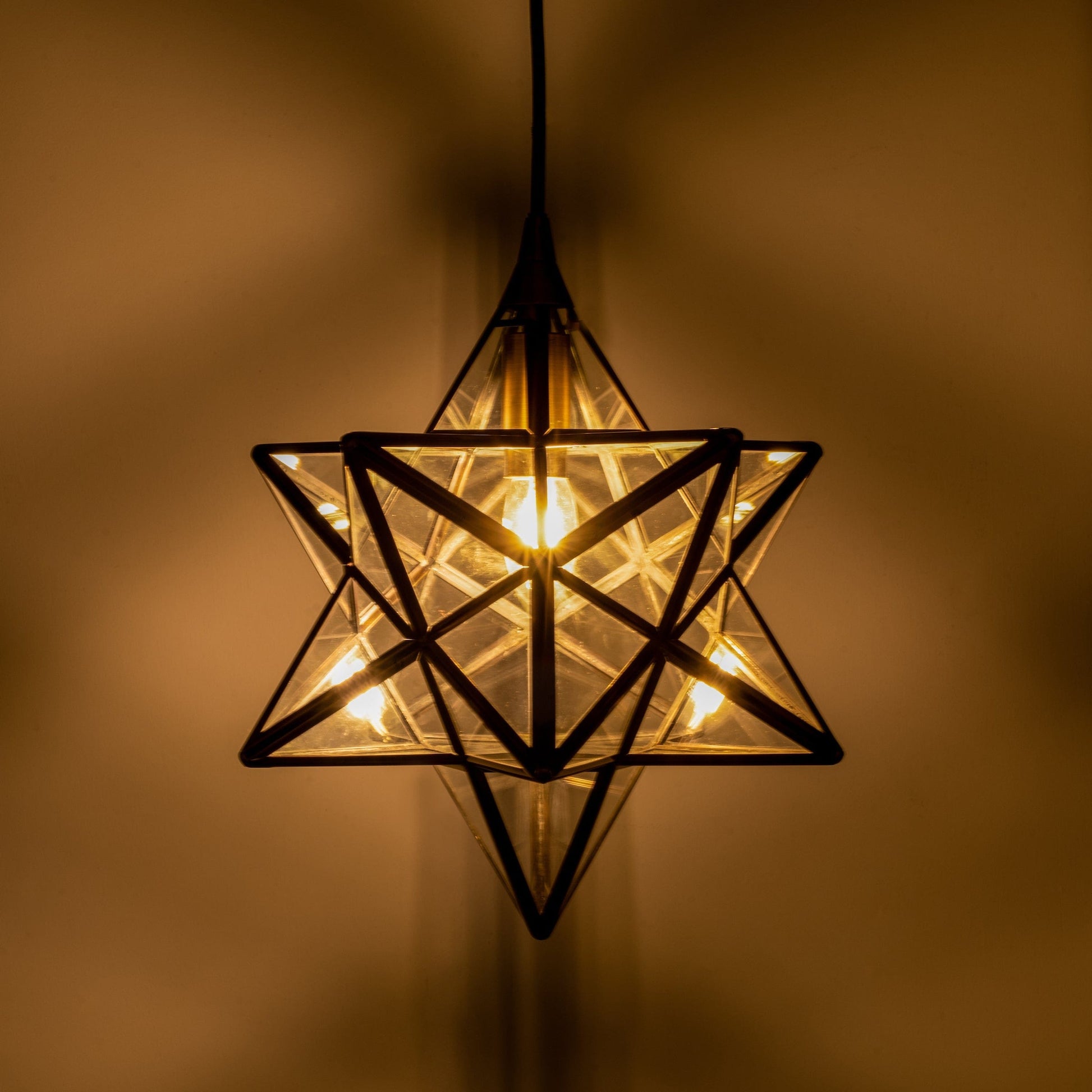 dar lighting Ilario Small Star Pendant Antique Brass Glass ILA0175