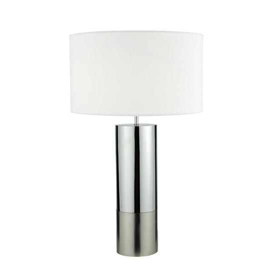 dar lighting Ingleby Table Lamp Polished Chrome And Brushed Chrome With Shade ING4250