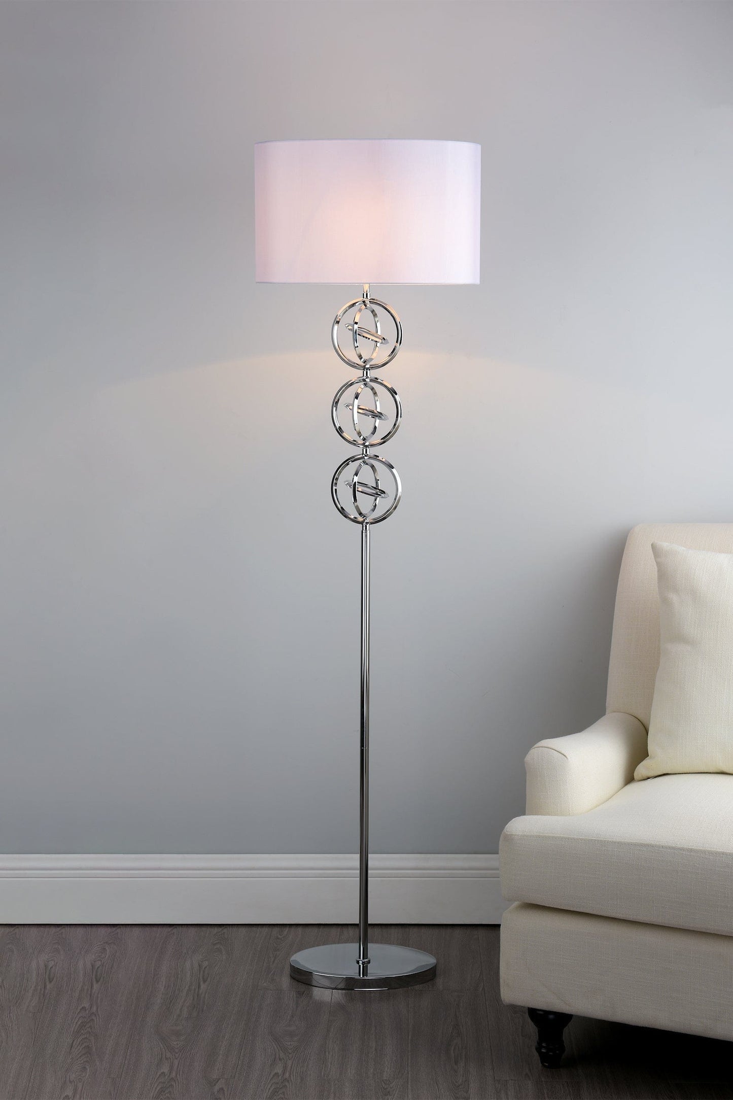 dar lighting Innsbruck Floor Lamp Polished Chrome With Shade INN4950